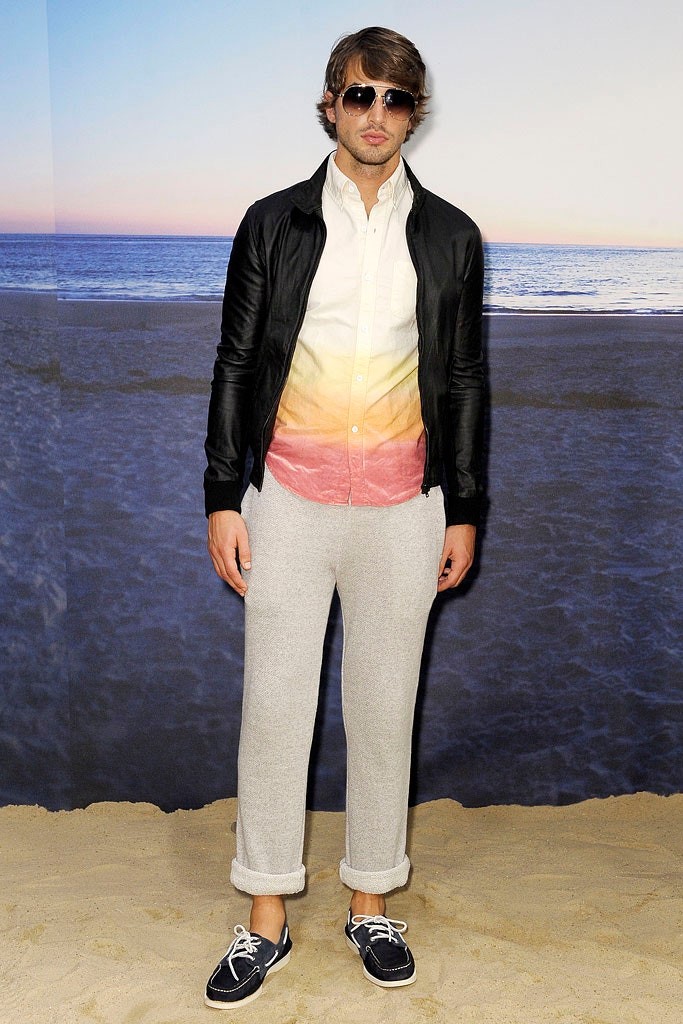 black jacket with color-blocked shirt