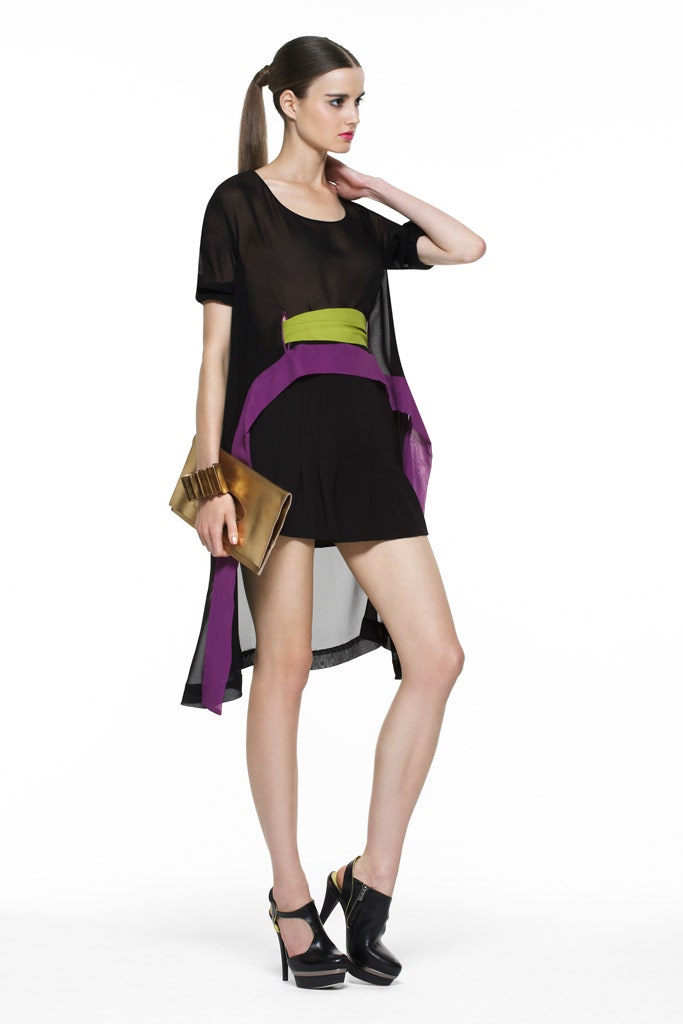 black mesh asymmetric dress