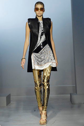 black leather fitted vest with metallic top