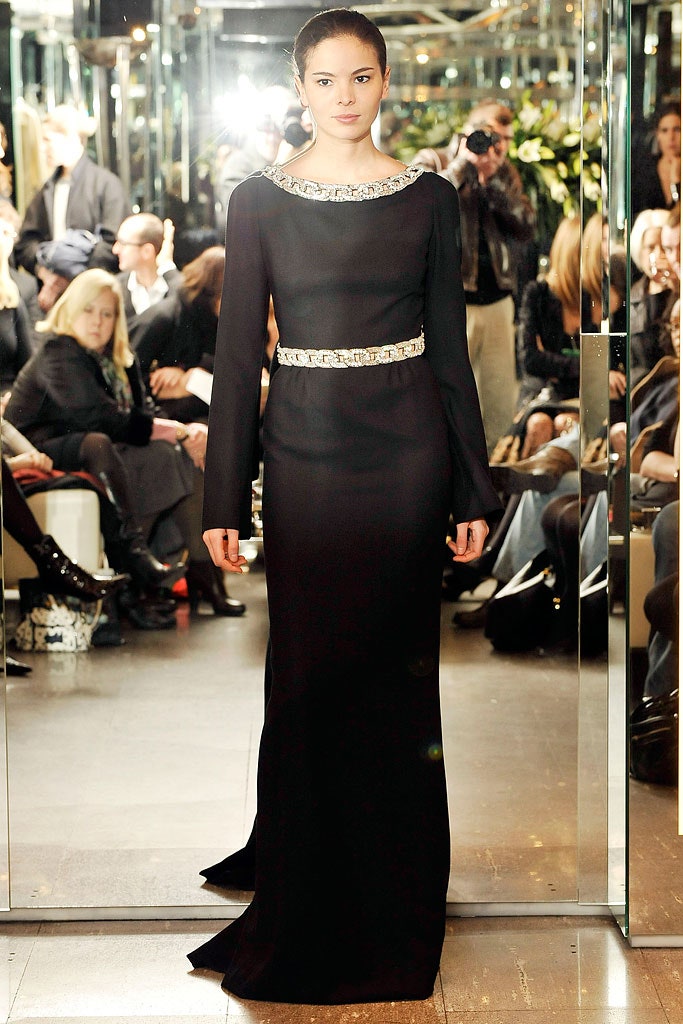 black silk fitted gown