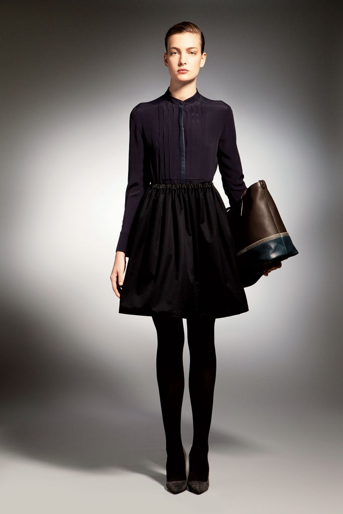black silk long-sleeve dress
