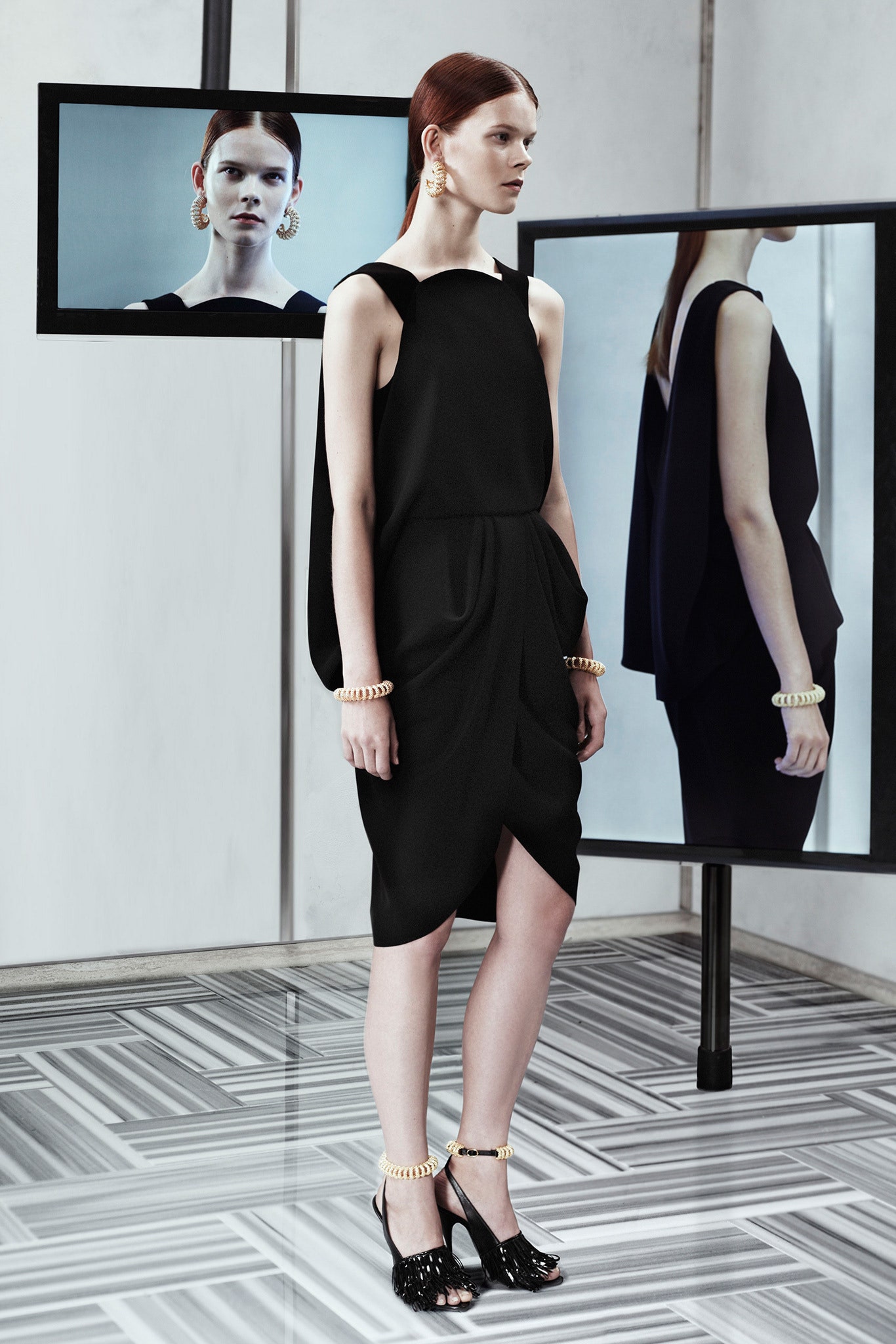 black silk sleeveless dress