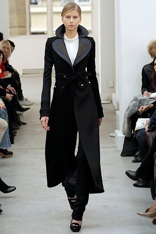 black fitted coat and pants