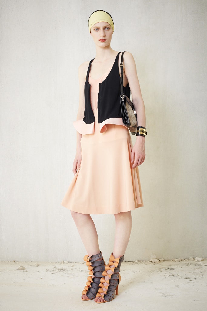 black top peach midi dress