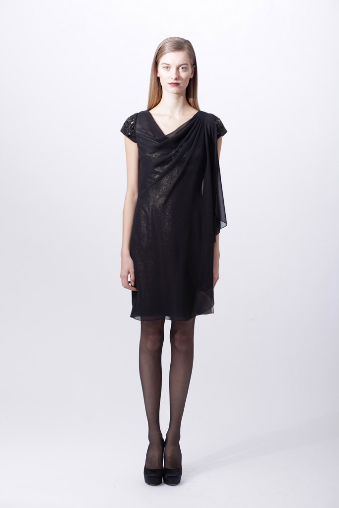 black silk sleeveless dress