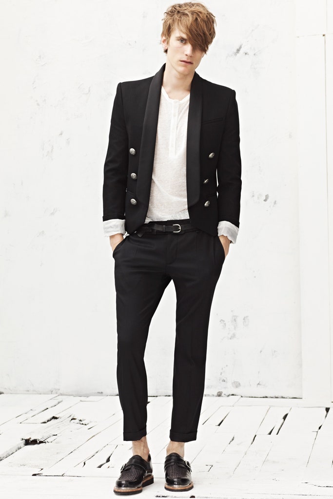 black tailored blazer with white shirt