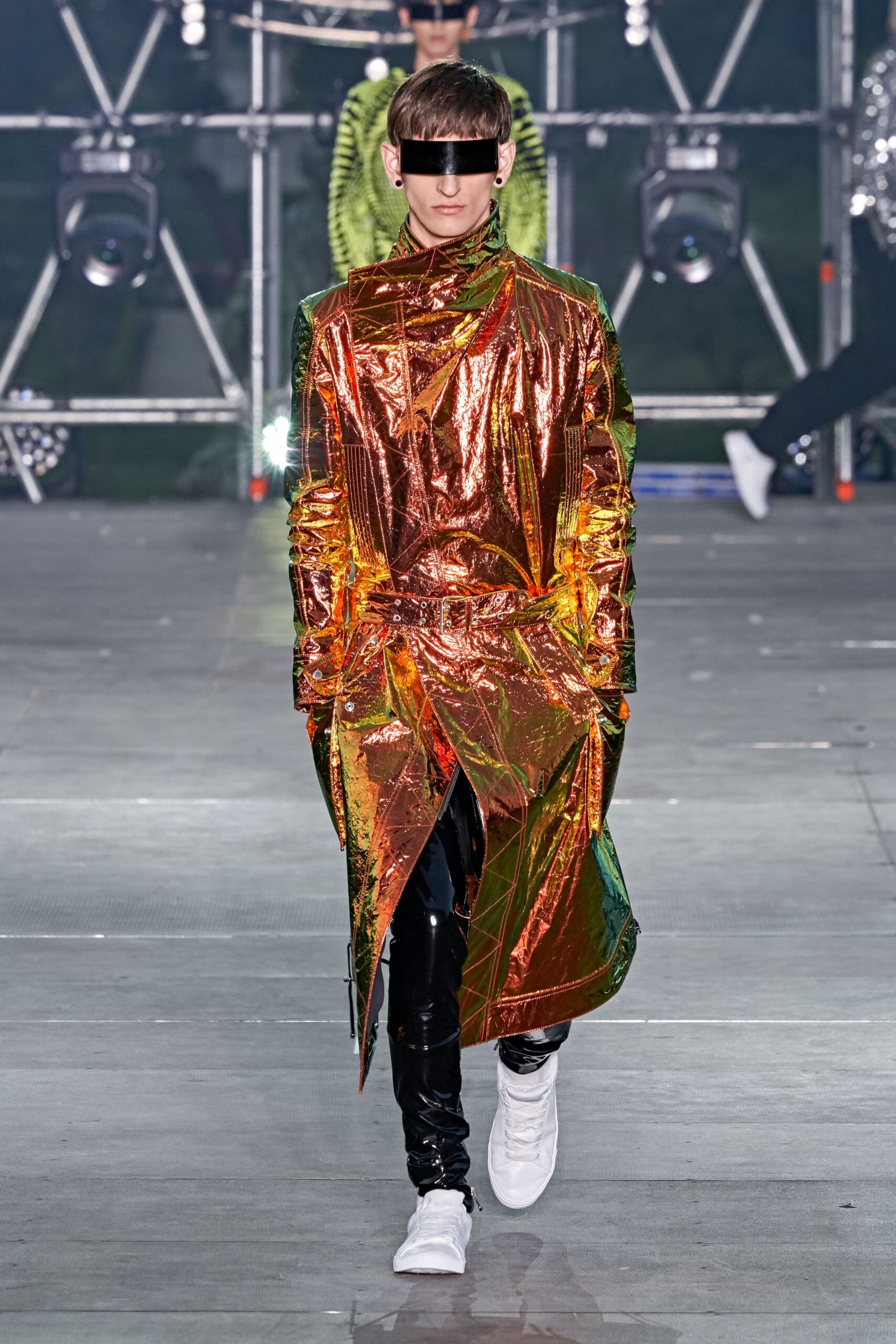 shiny orange vinyl coat