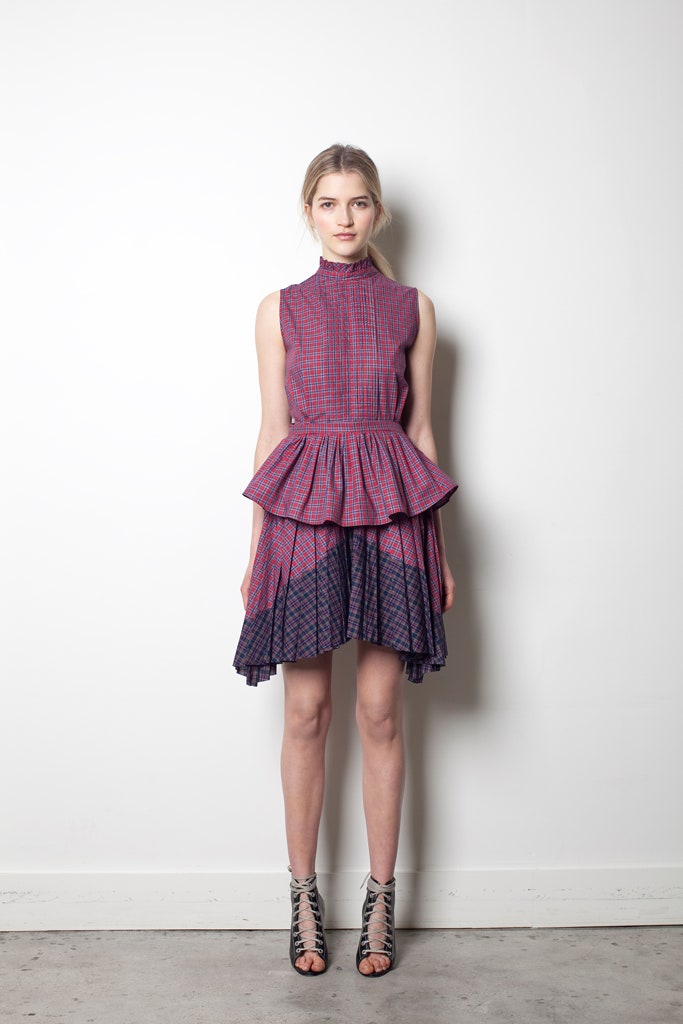 purple pink tiered sleeveless dress
