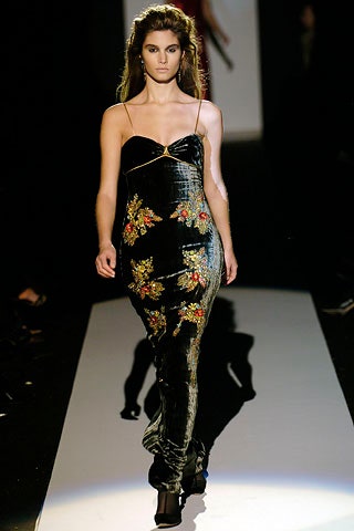 black silk embroidered gown