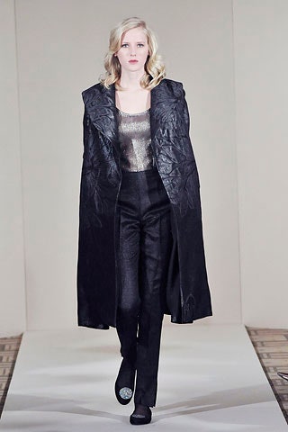black leather cape with silver top