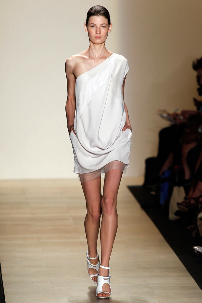 white silk asymmetric dress