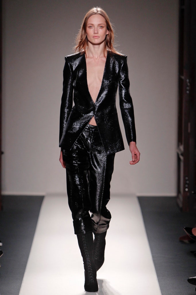 black vinyl tailored blazer and pants