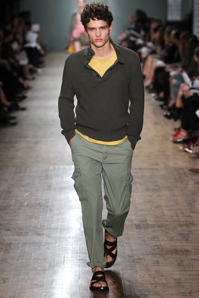 green relaxed sweater with cargo pants