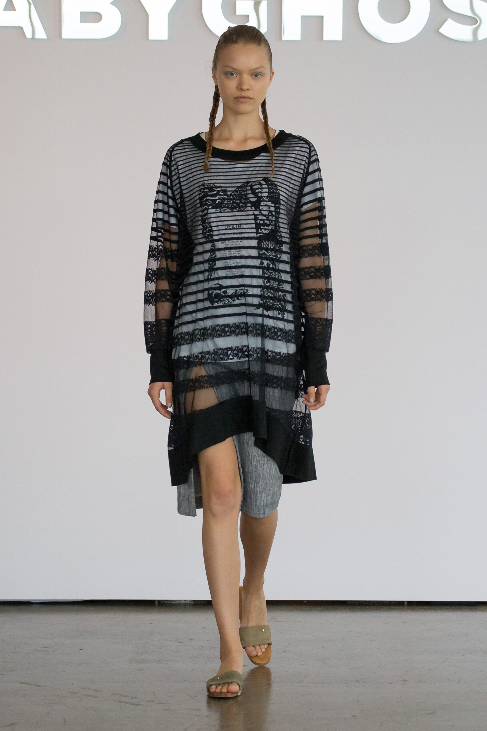 black and white striped midi dress