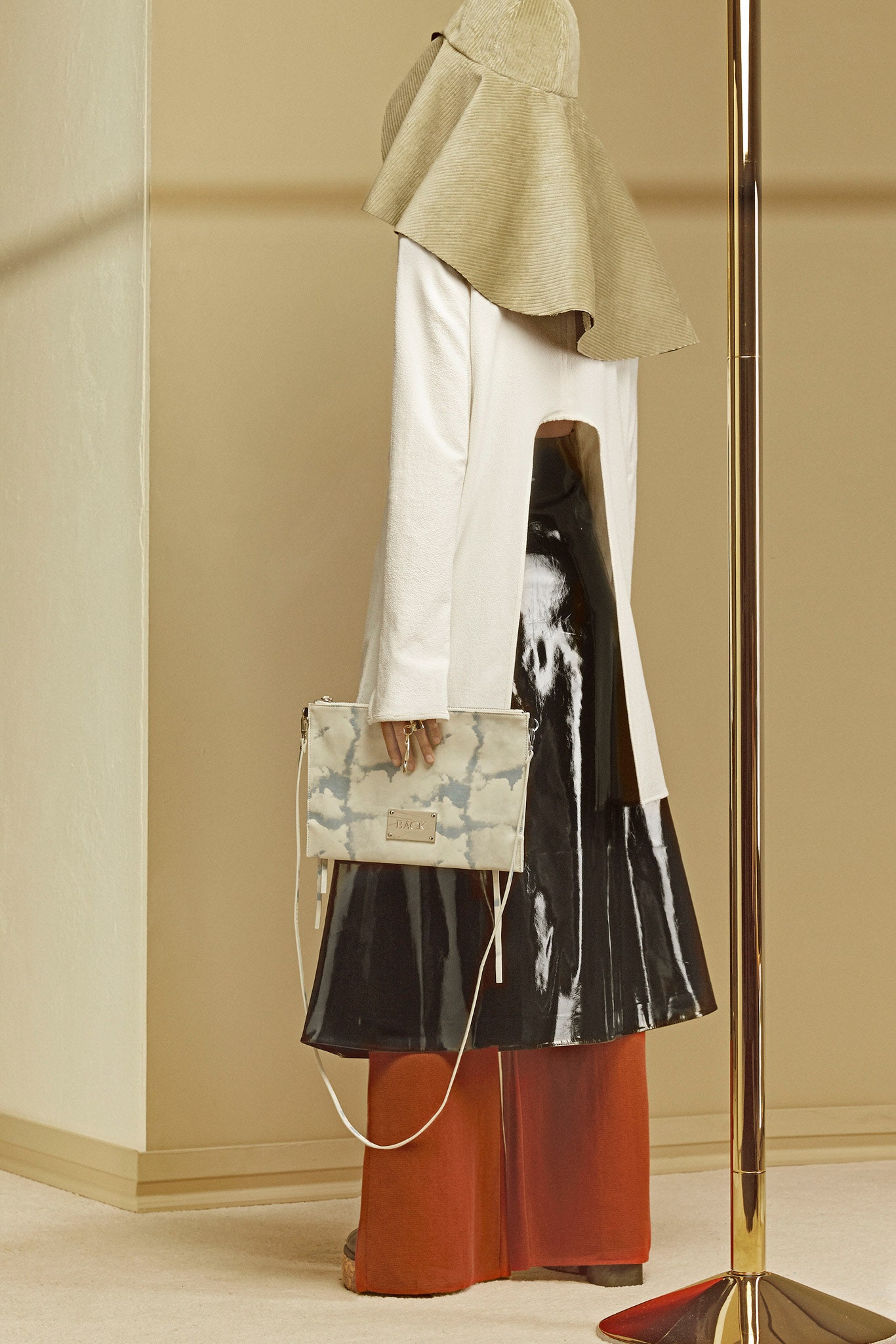 white coat with black skirt