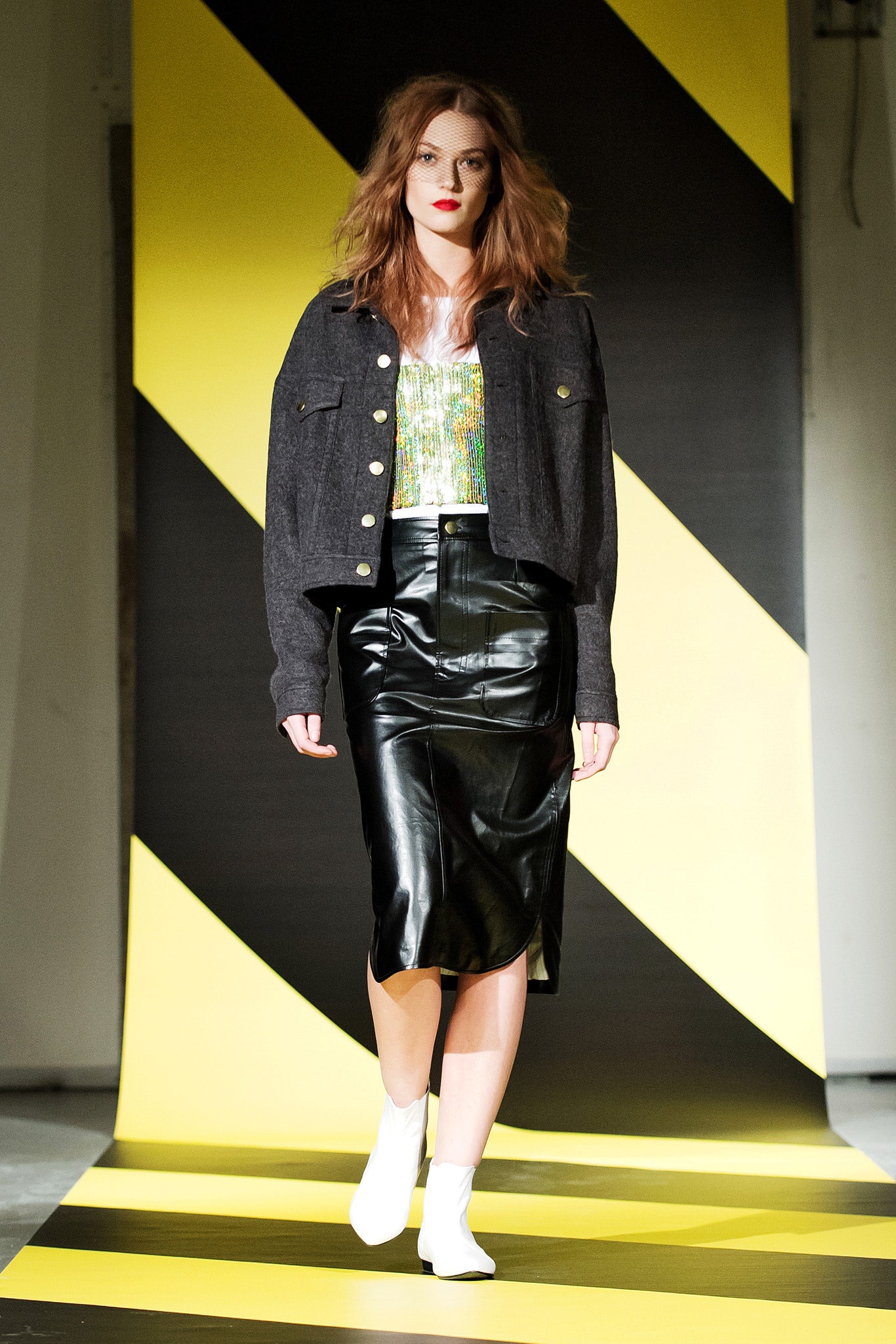 black fitted jacket with sequined top