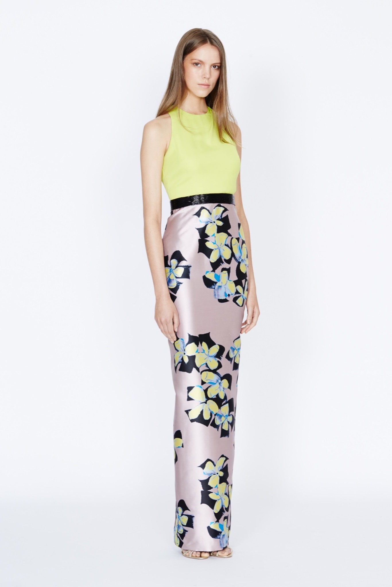 green silk sleeveless maxi dress