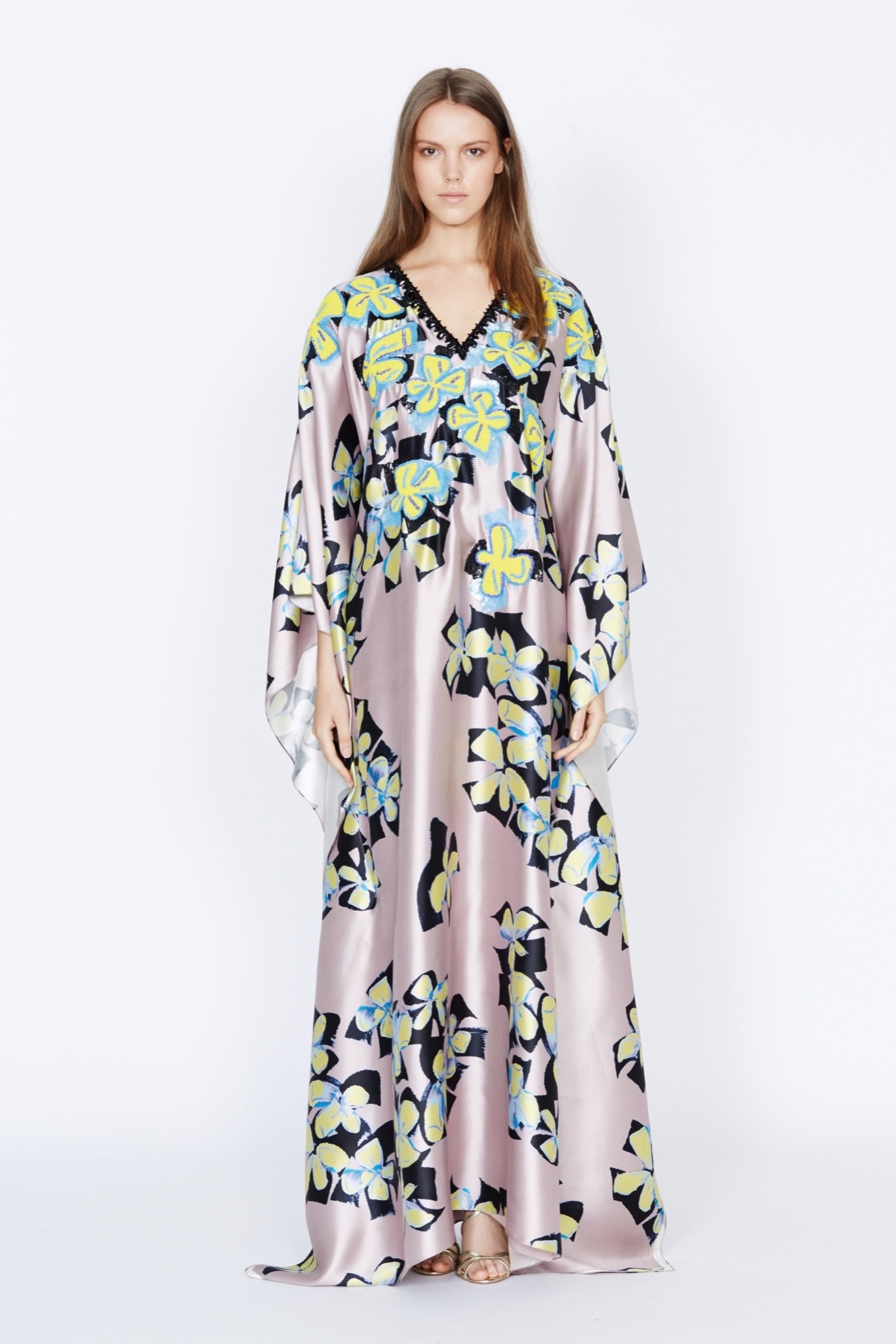 floral silk maxi gown