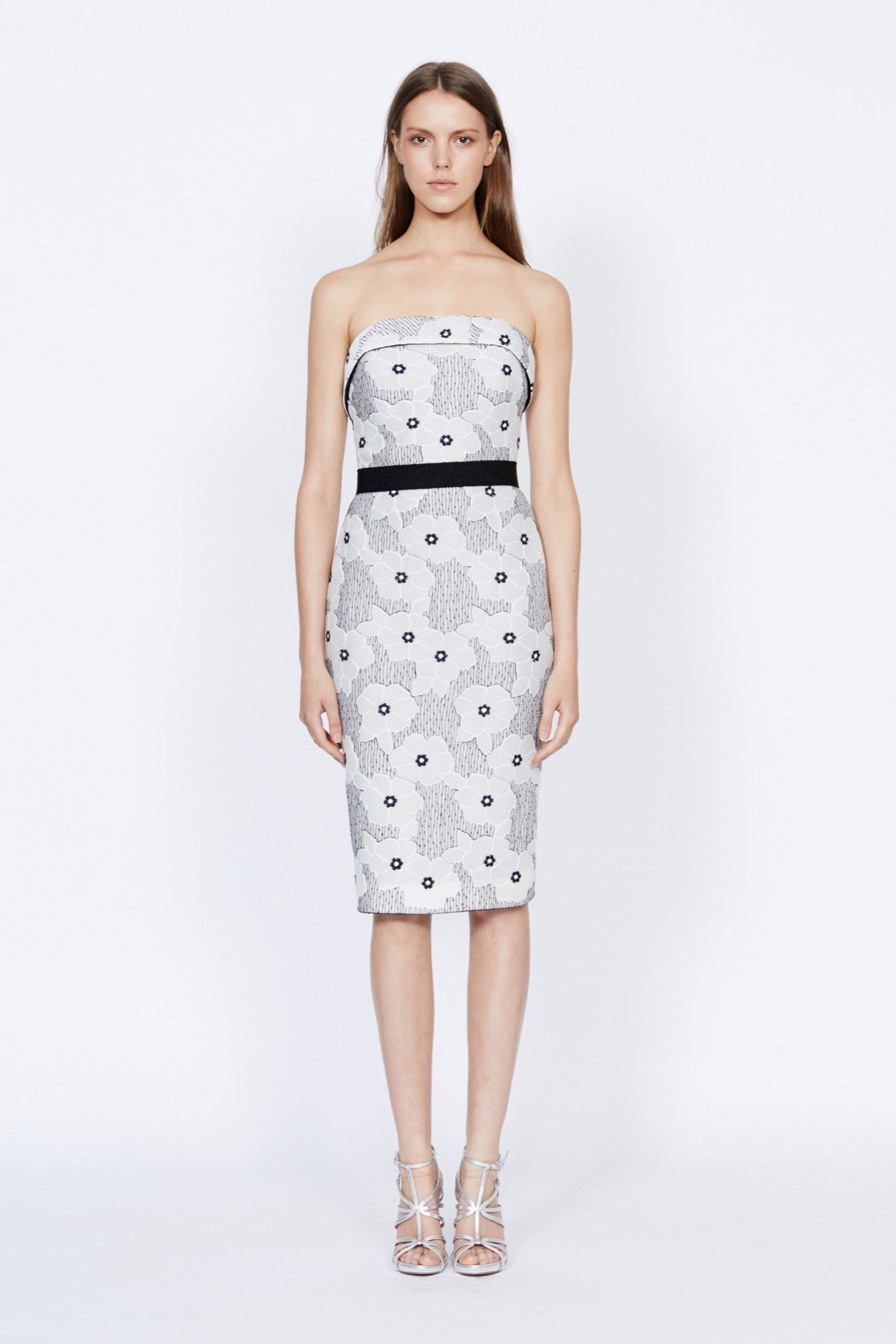 white floral fitted dress