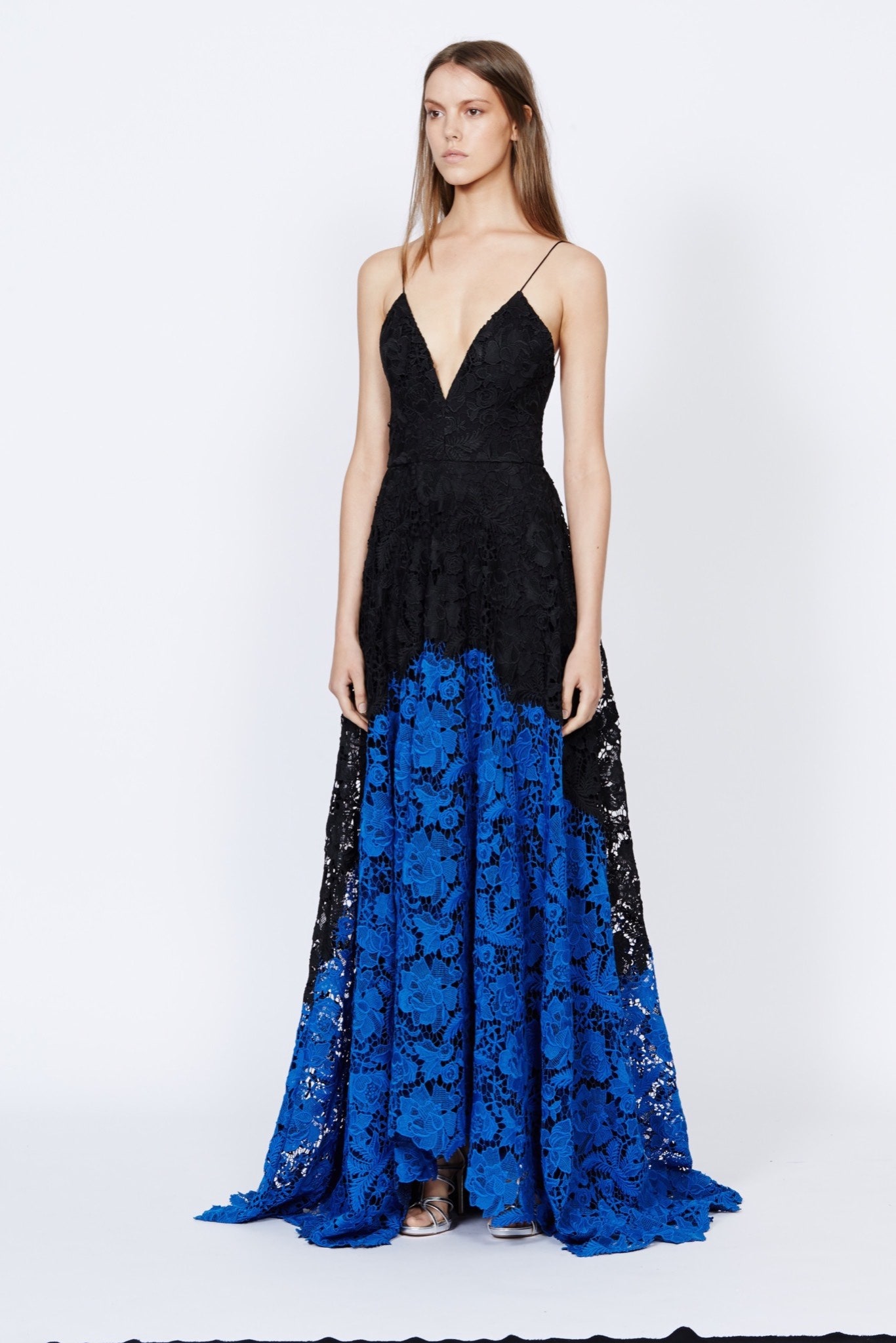 black and blue lace gown