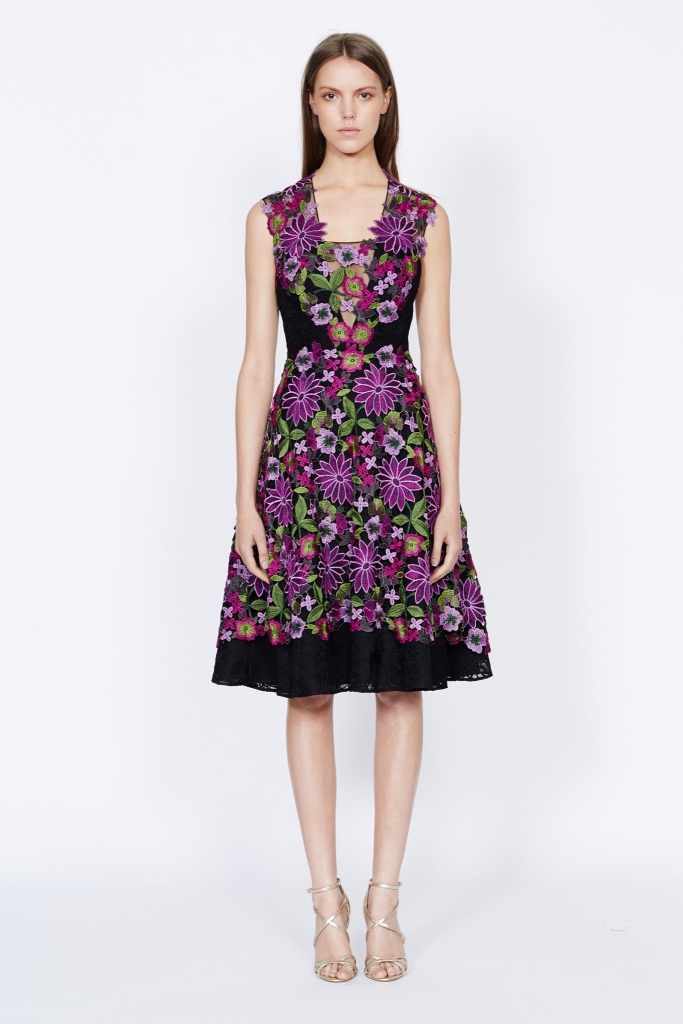 black embroidered midi dress