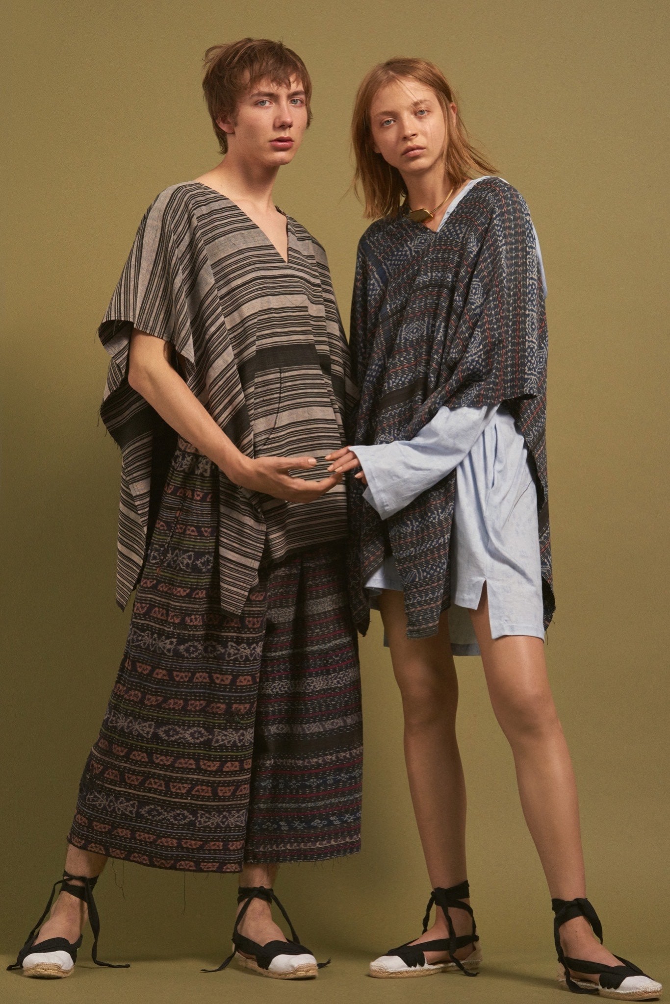 relaxed cotton ponchos and shorts