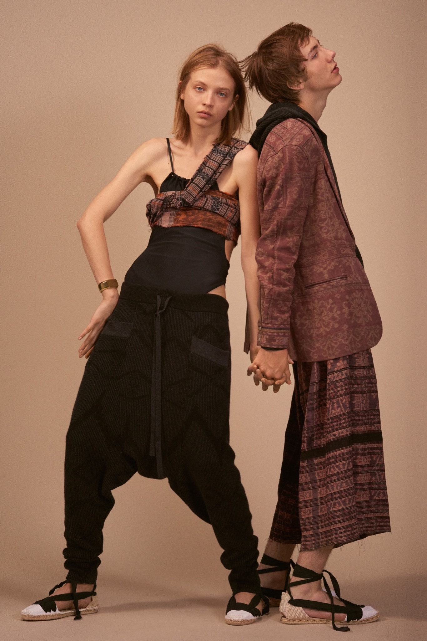 black fitted top with relaxed pants