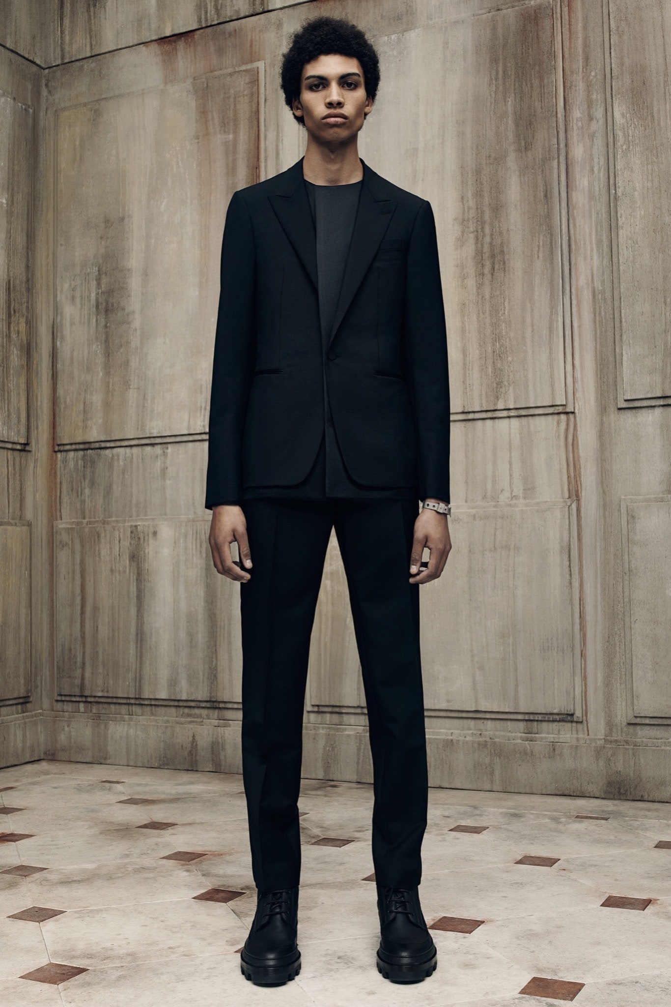 black tailored suit with shoes