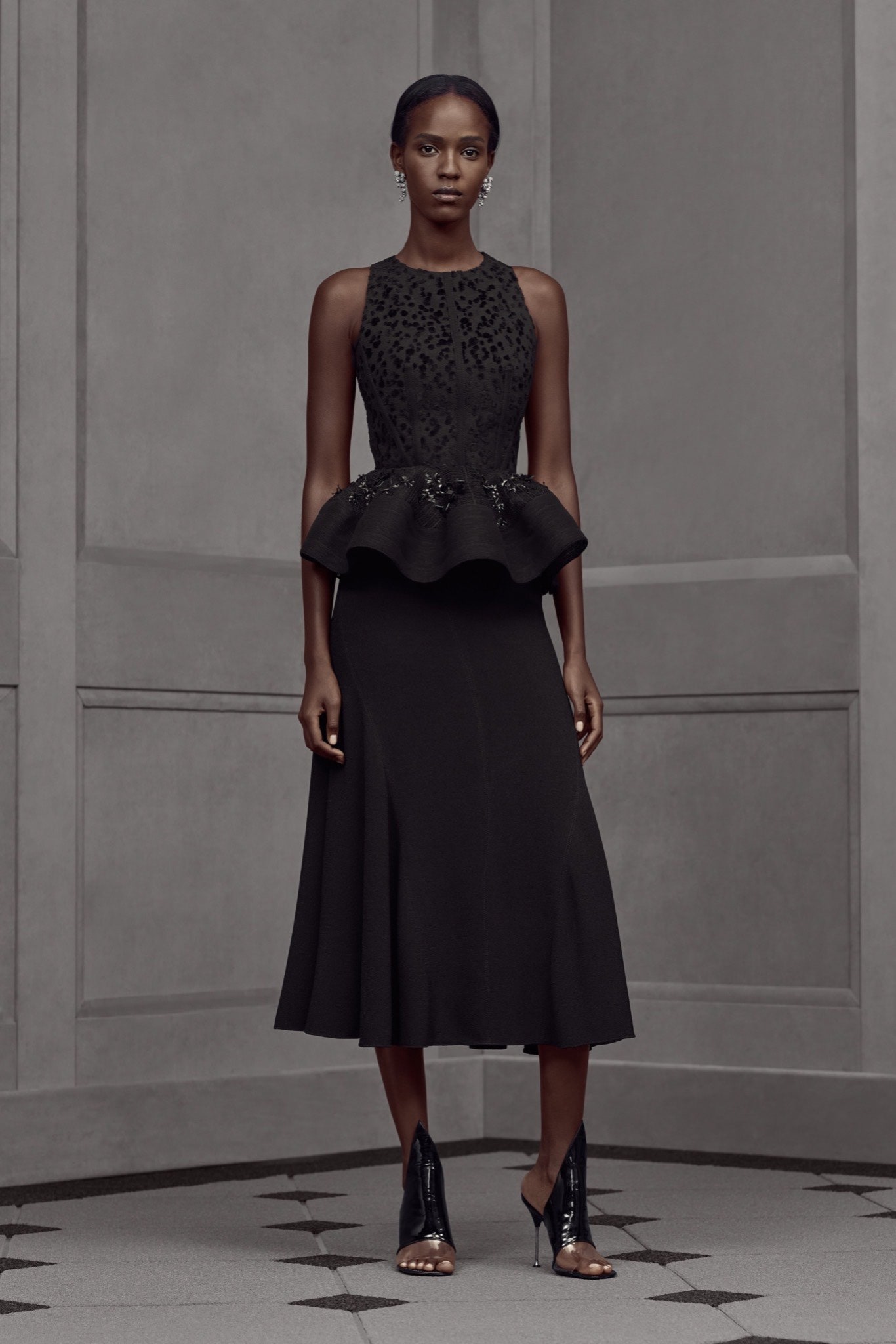 black silk sleeveless dress