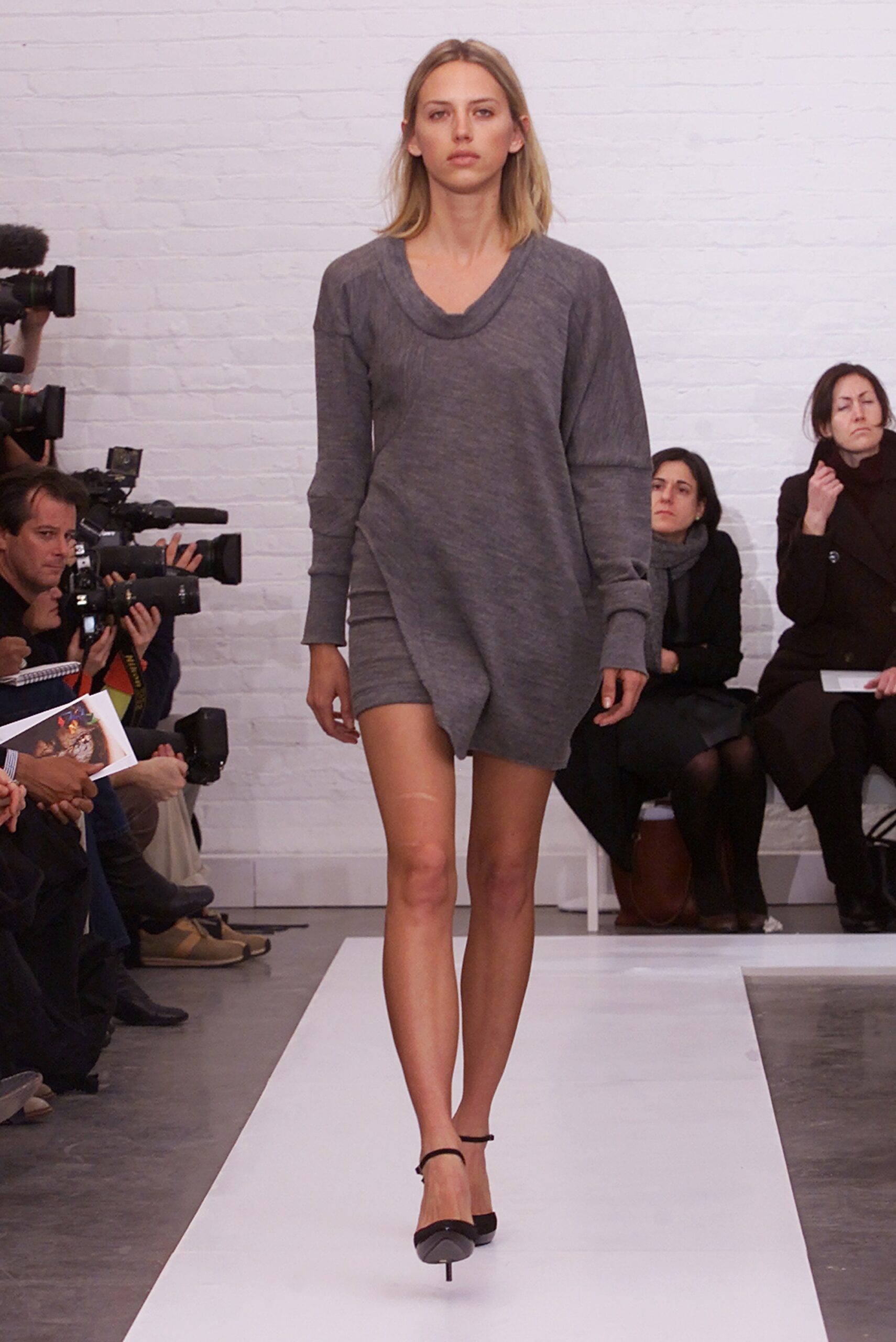 gray relaxed v-neck dress