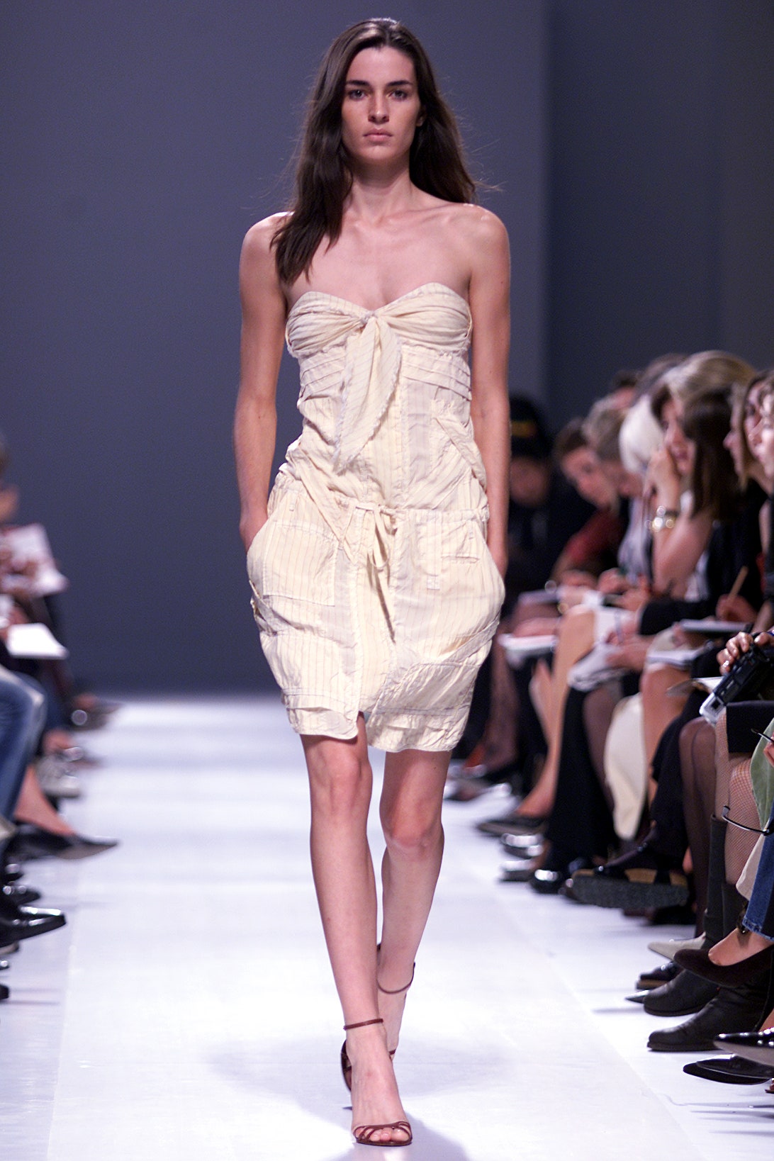 ivory fitted strapless dress