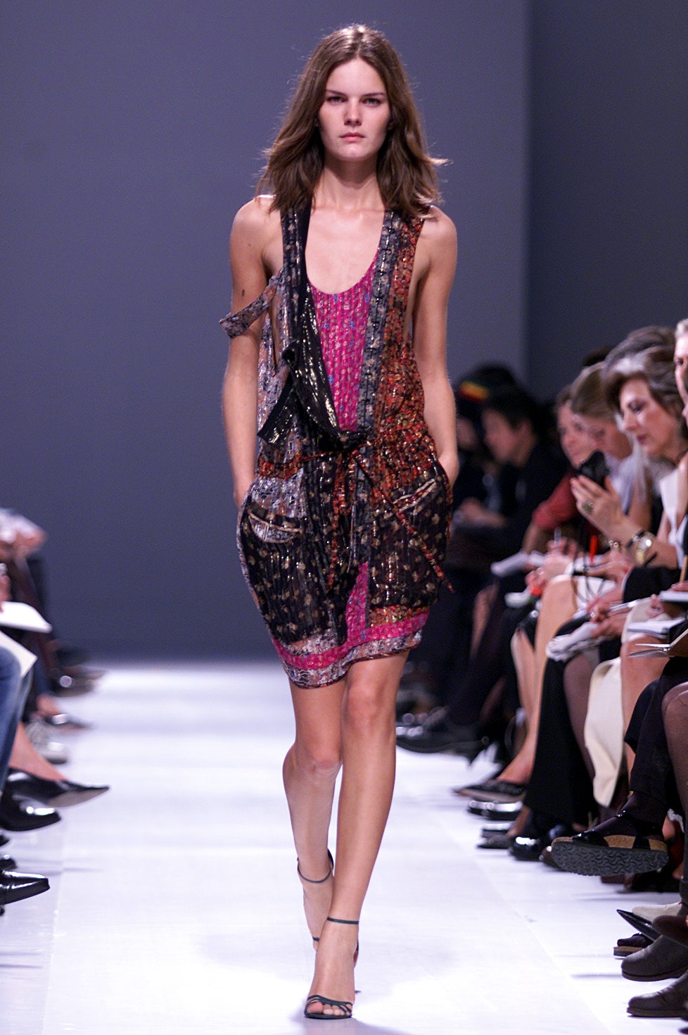 fitted multi-colored silk dress