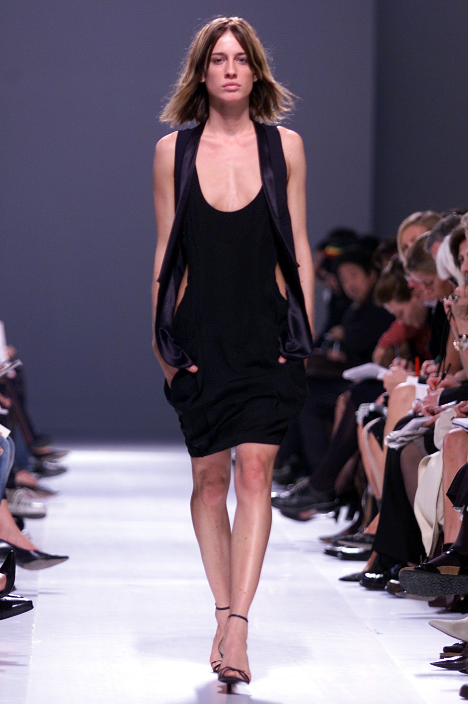 black silk sleeveless dress