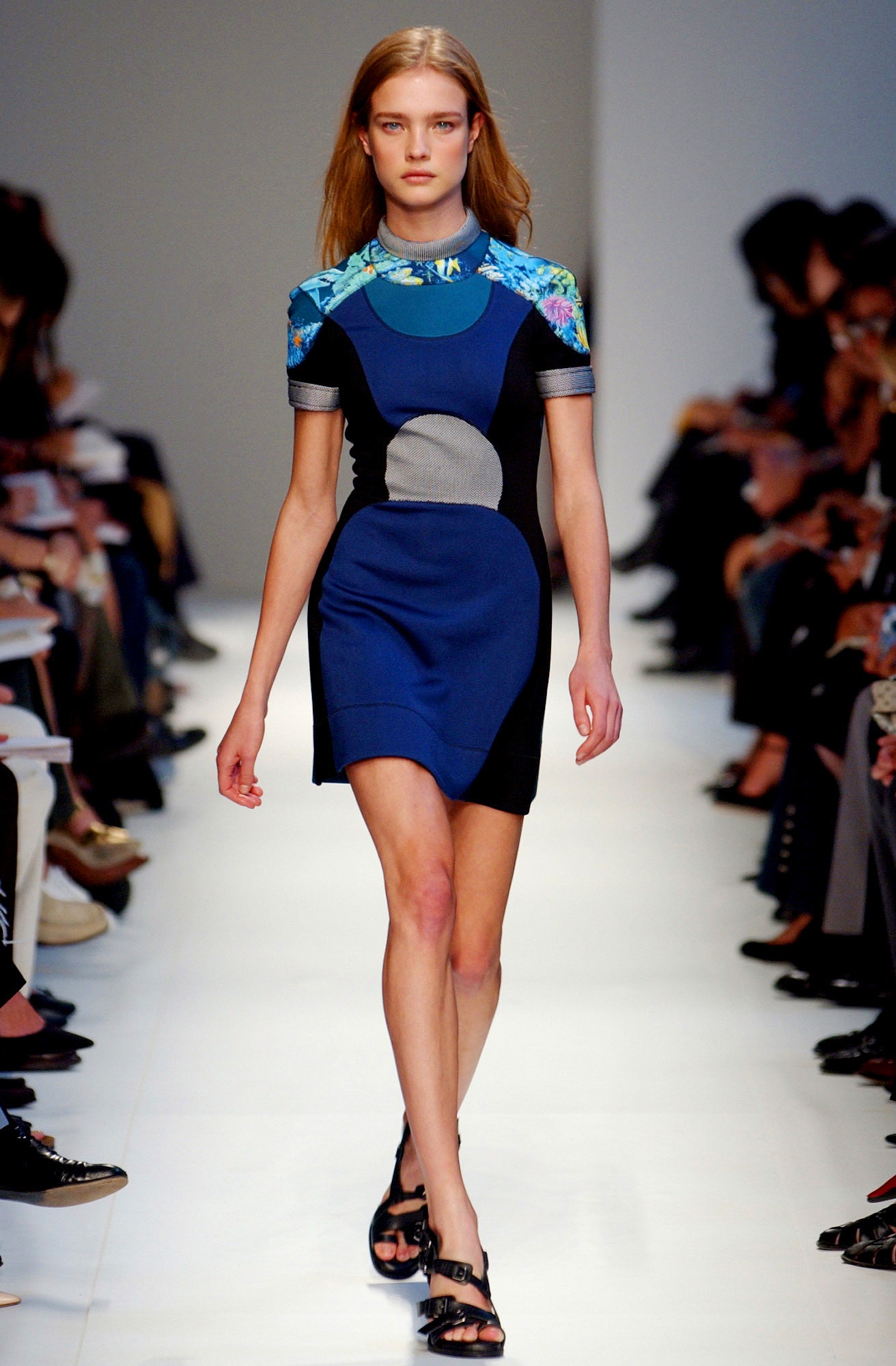blue and black fitted mini dress