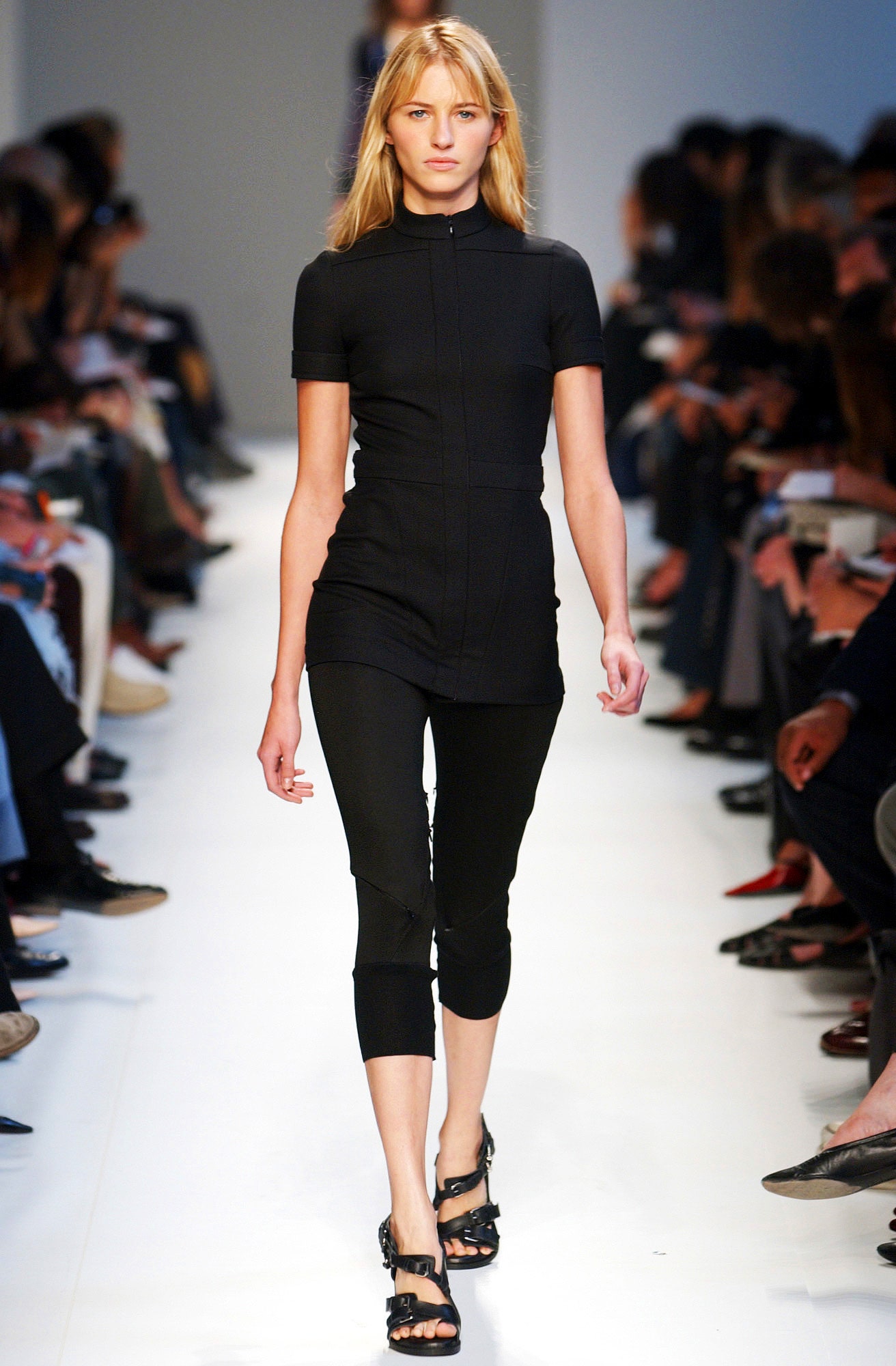 black fitted top and pants