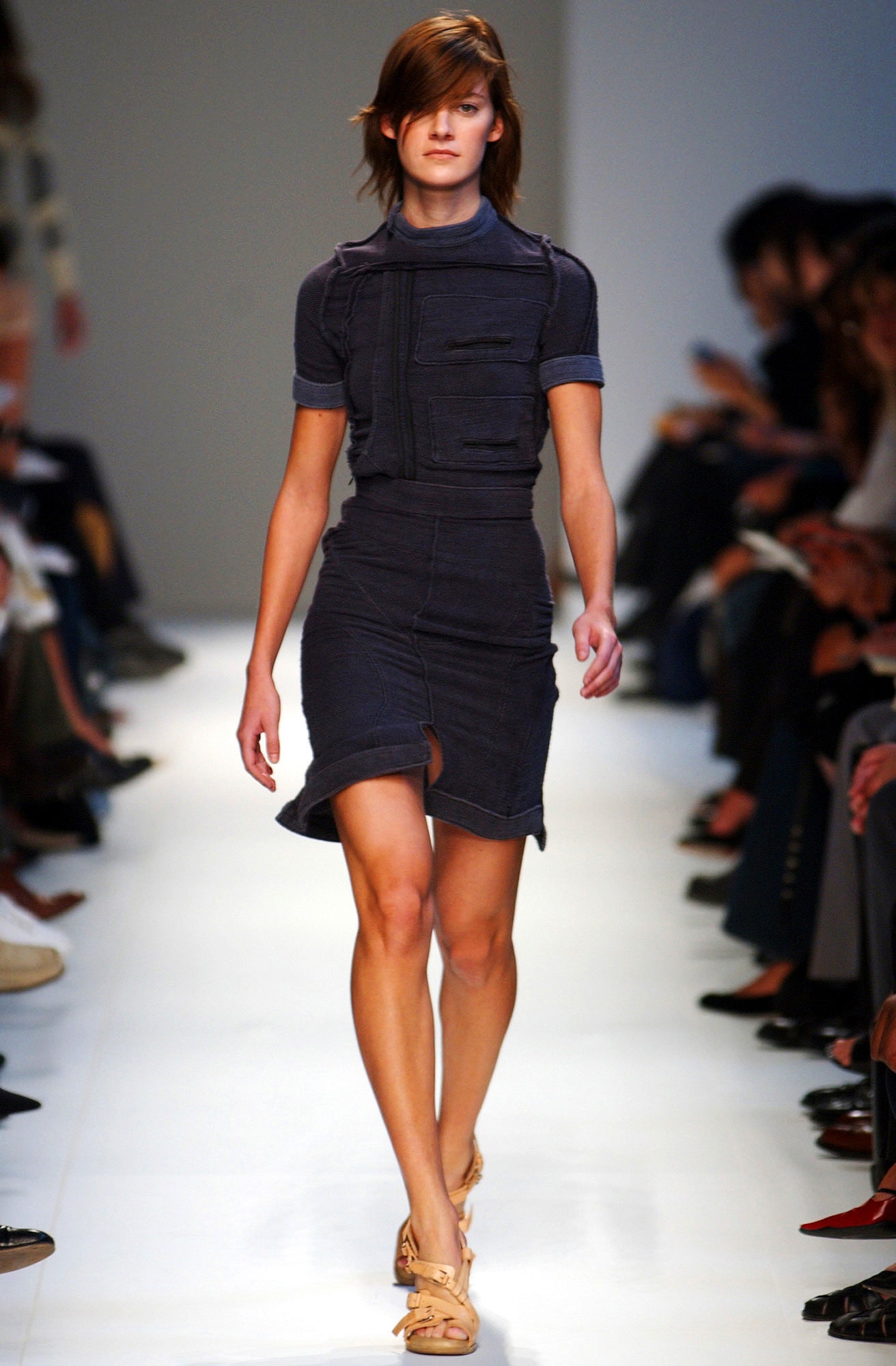 fitted blue denim dress