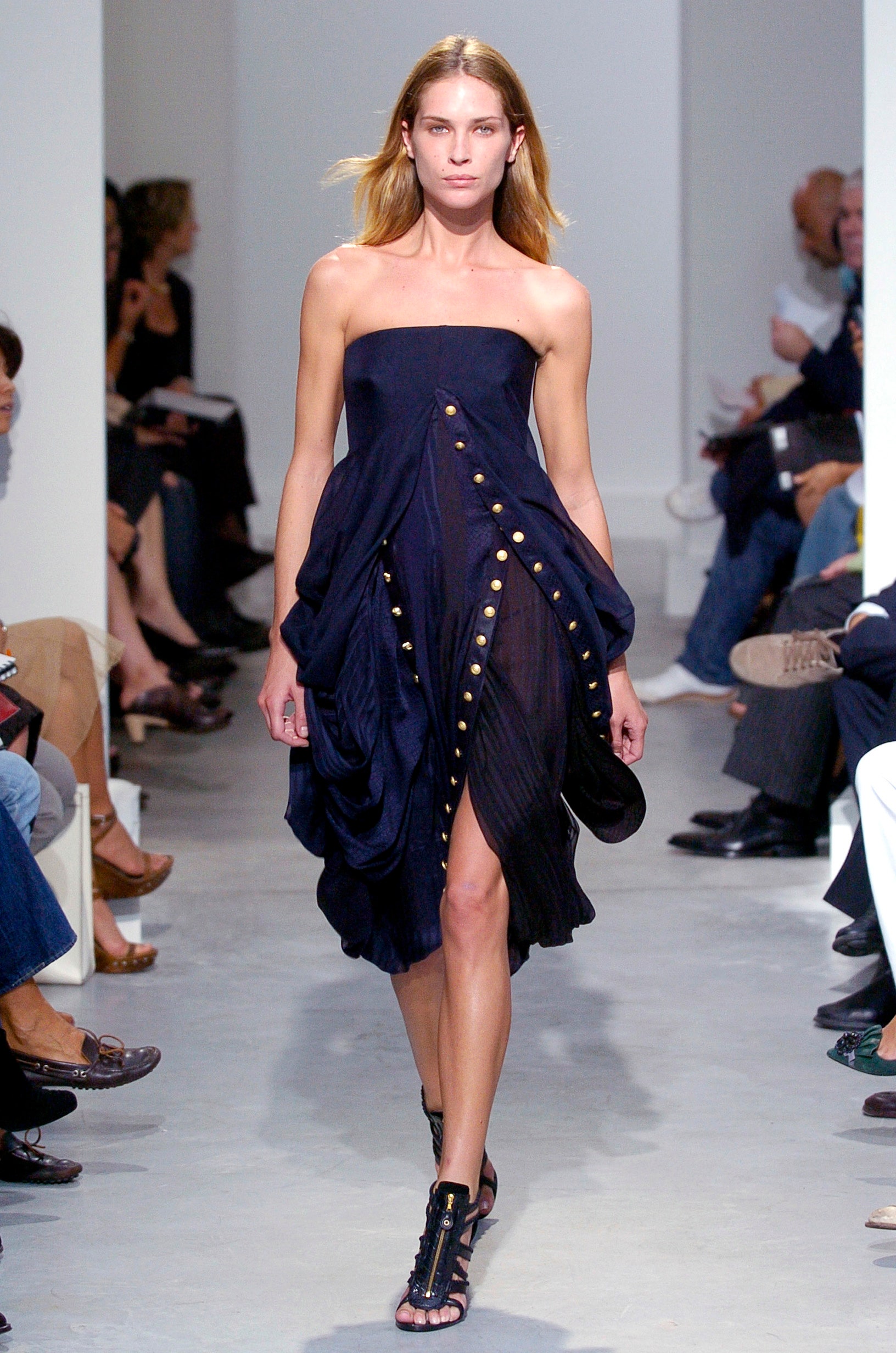 black silk strapless dress