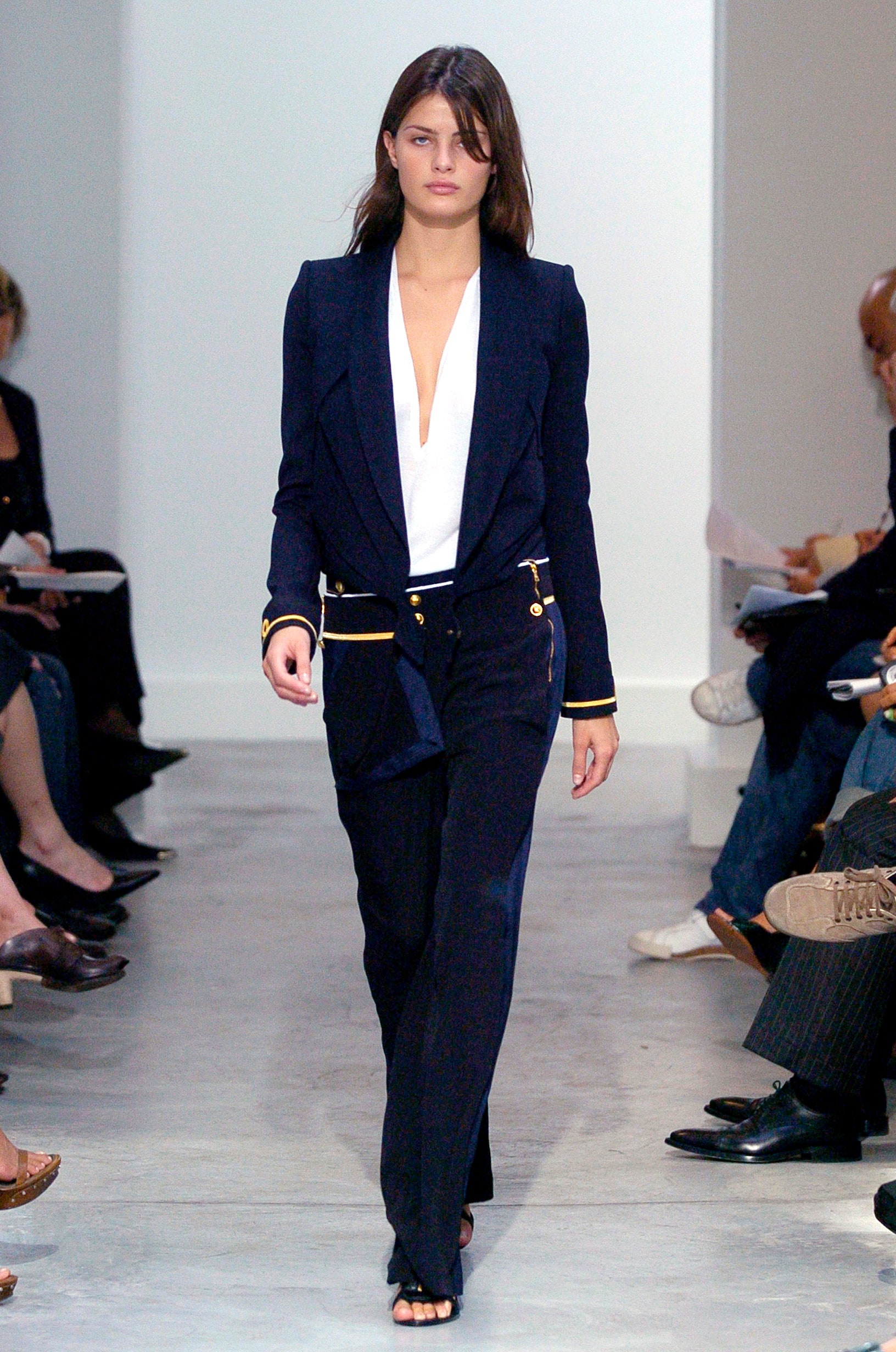 blue long-sleeve v-neck tailored buttoned blazer