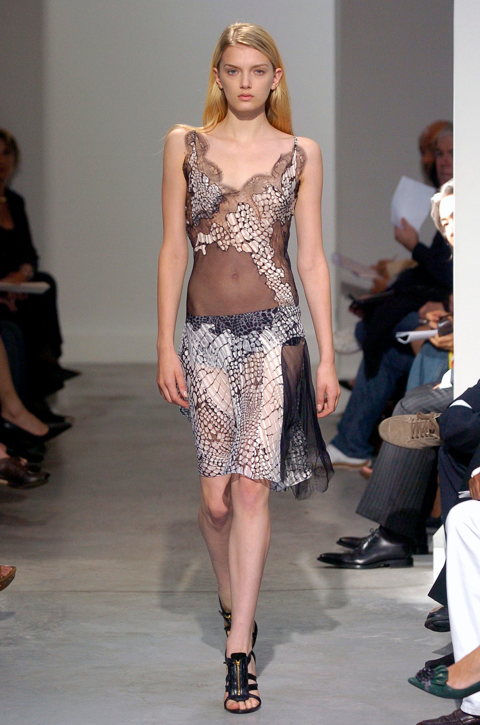 black and beige sheer dress