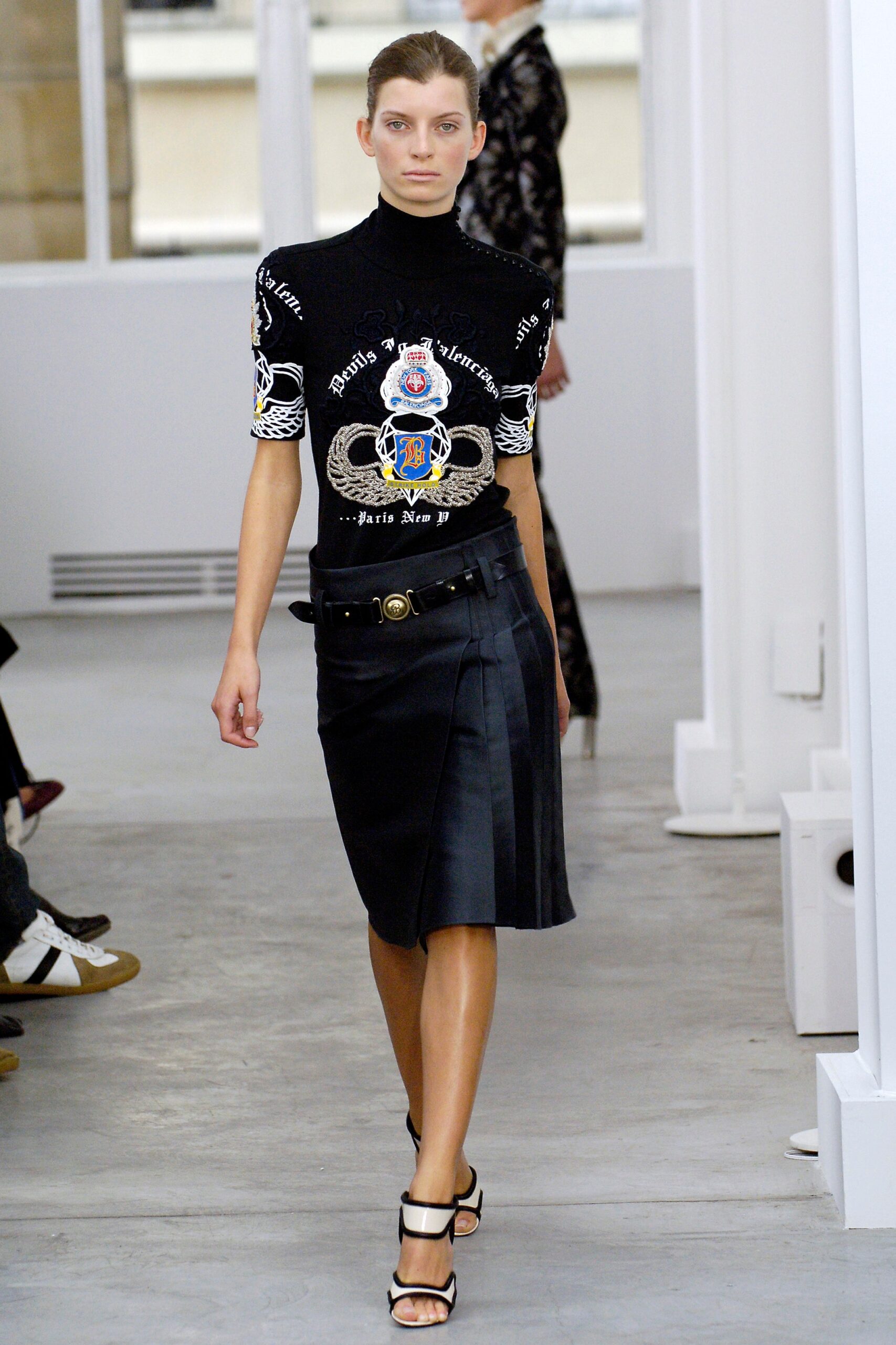 black fitted top and skirt