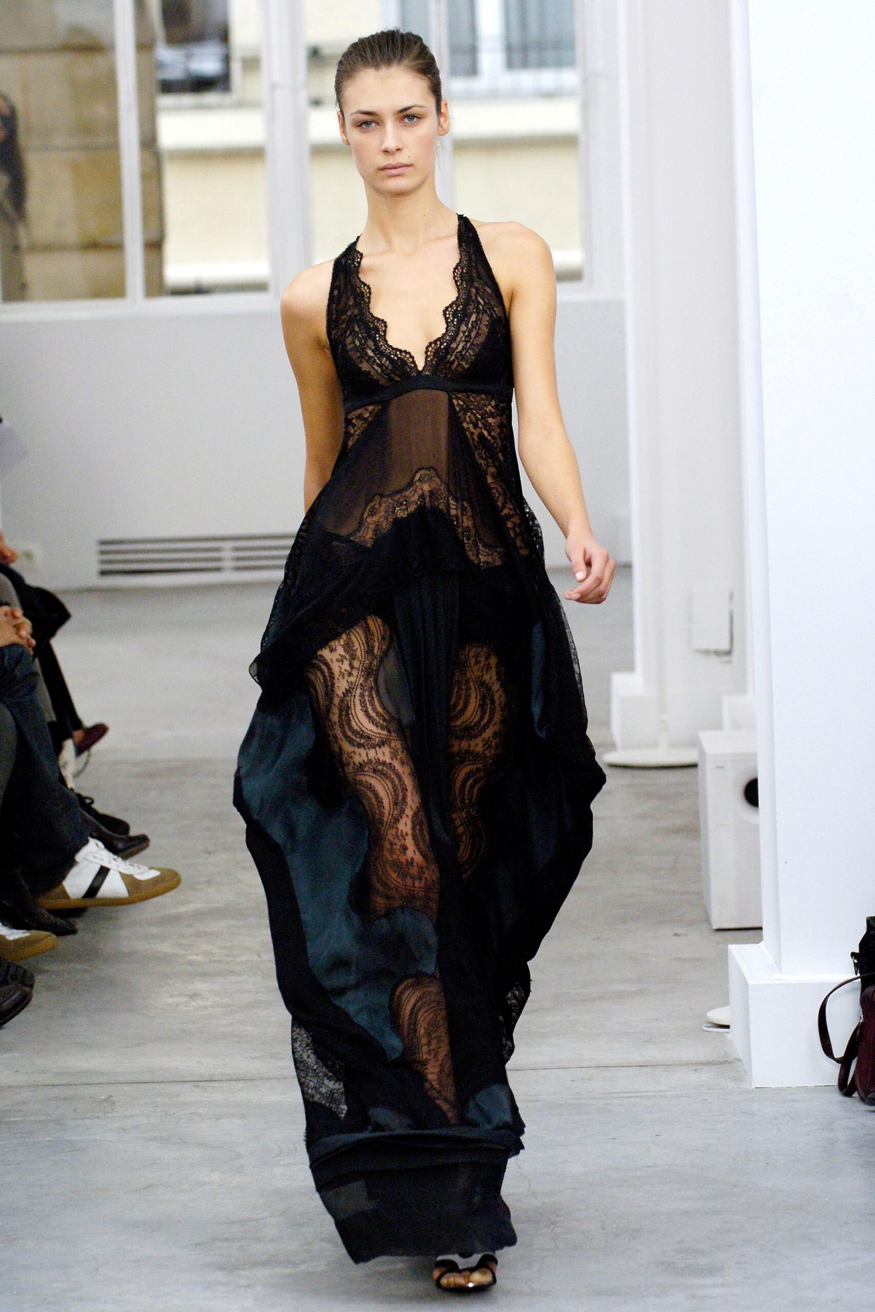 black lace sheer gown