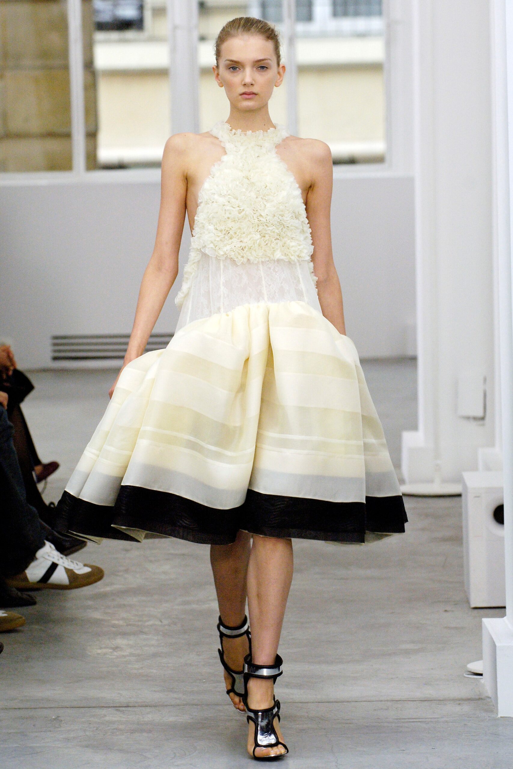 white pleated midi dress