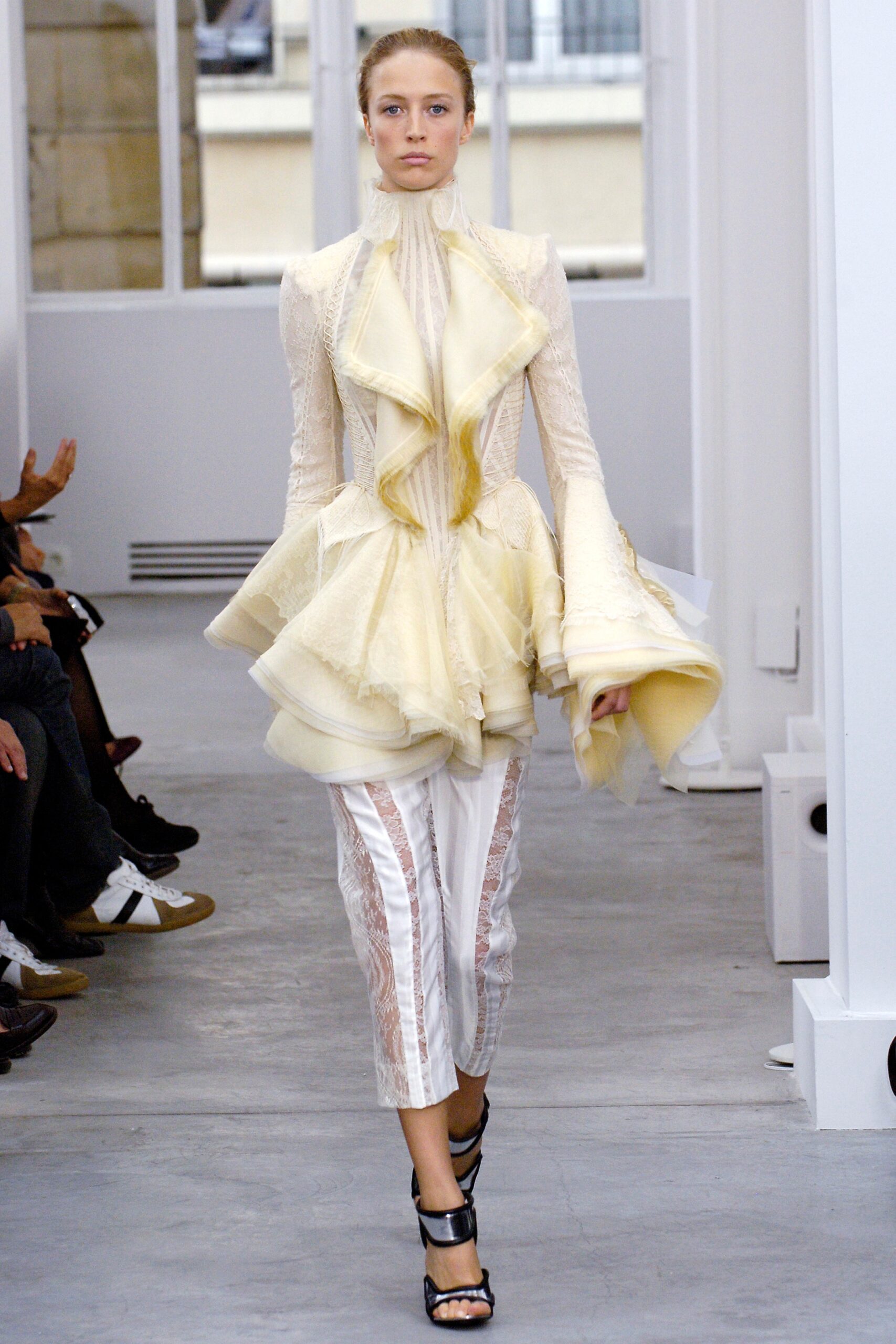white cotton slit tailored straight-leg pants