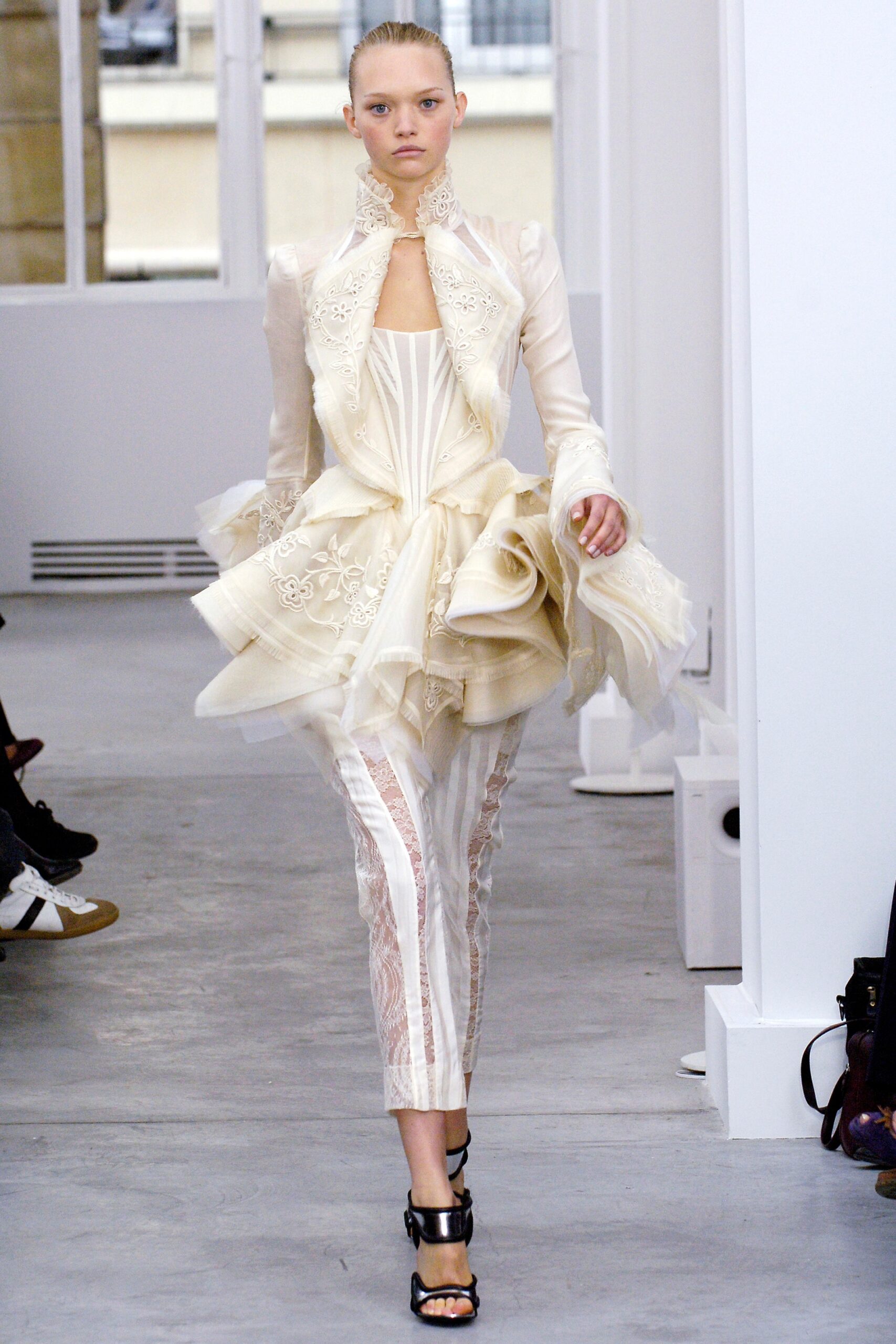 white silk fitted dress and pants