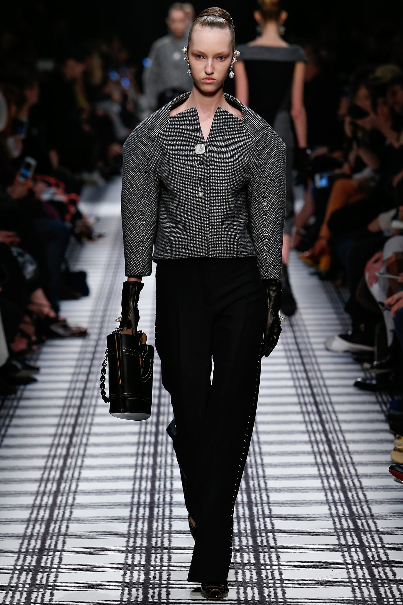 structured gray jacket with black pants