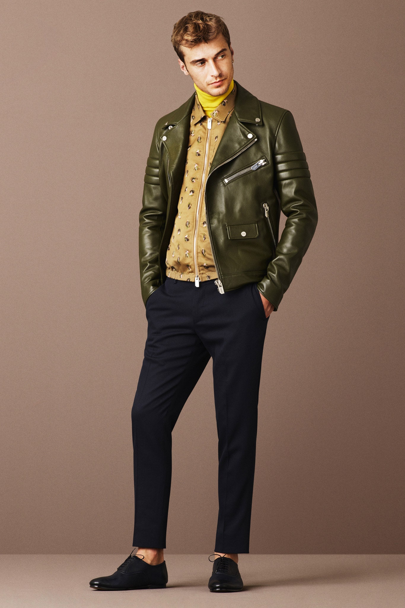 green leather fitted jacket
