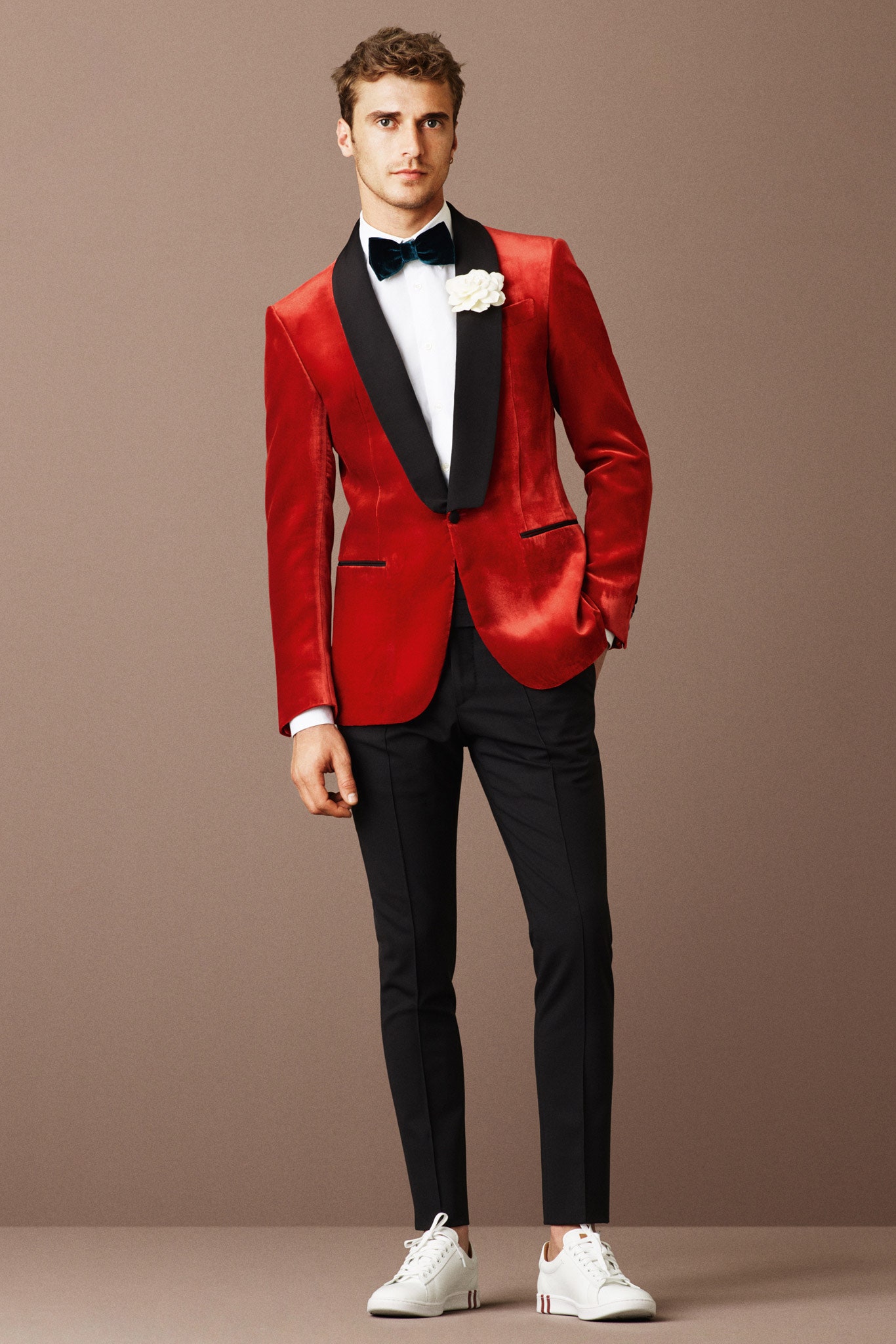 red velvet tailored blazer