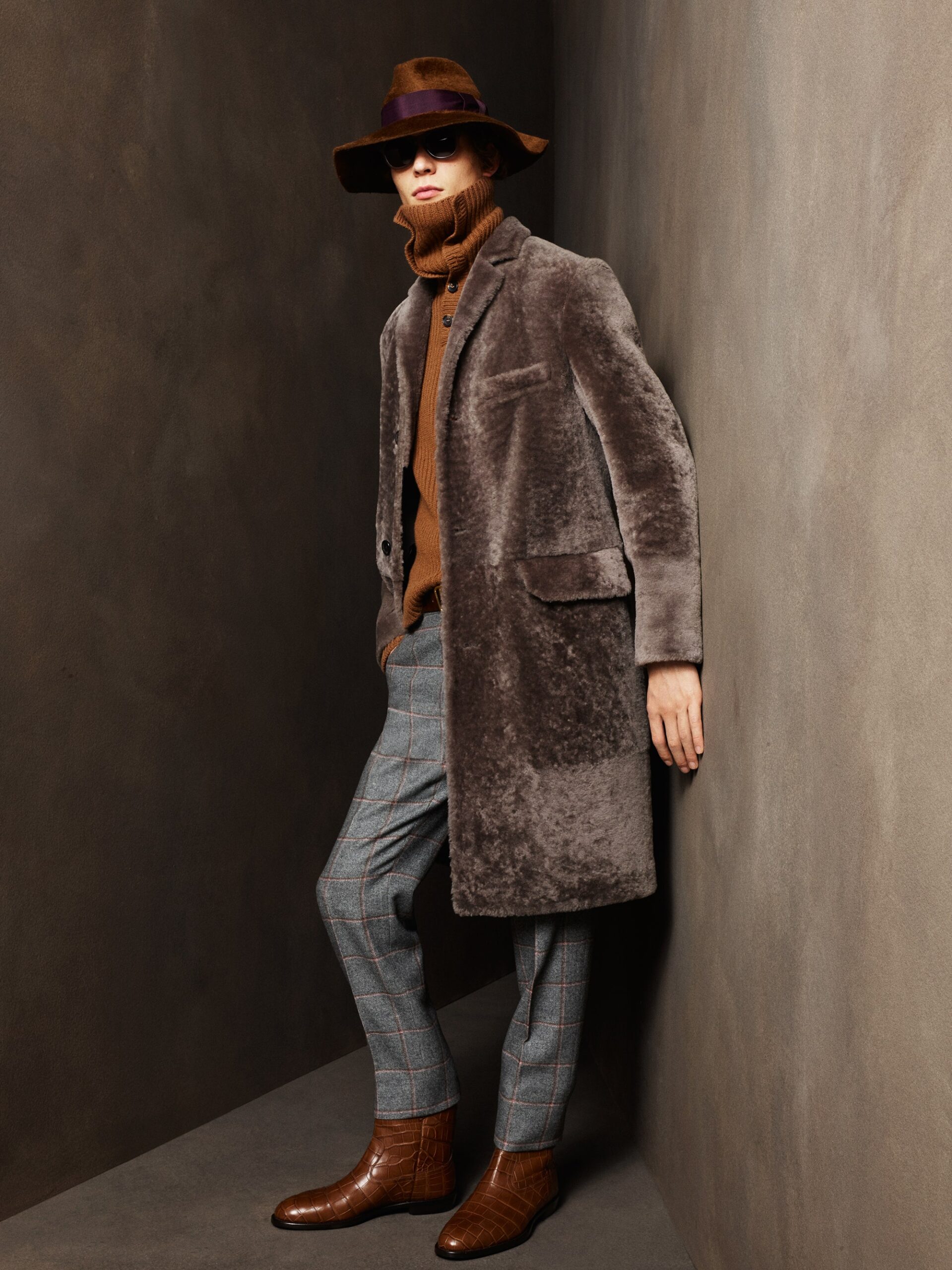 brown fur coat and sweater