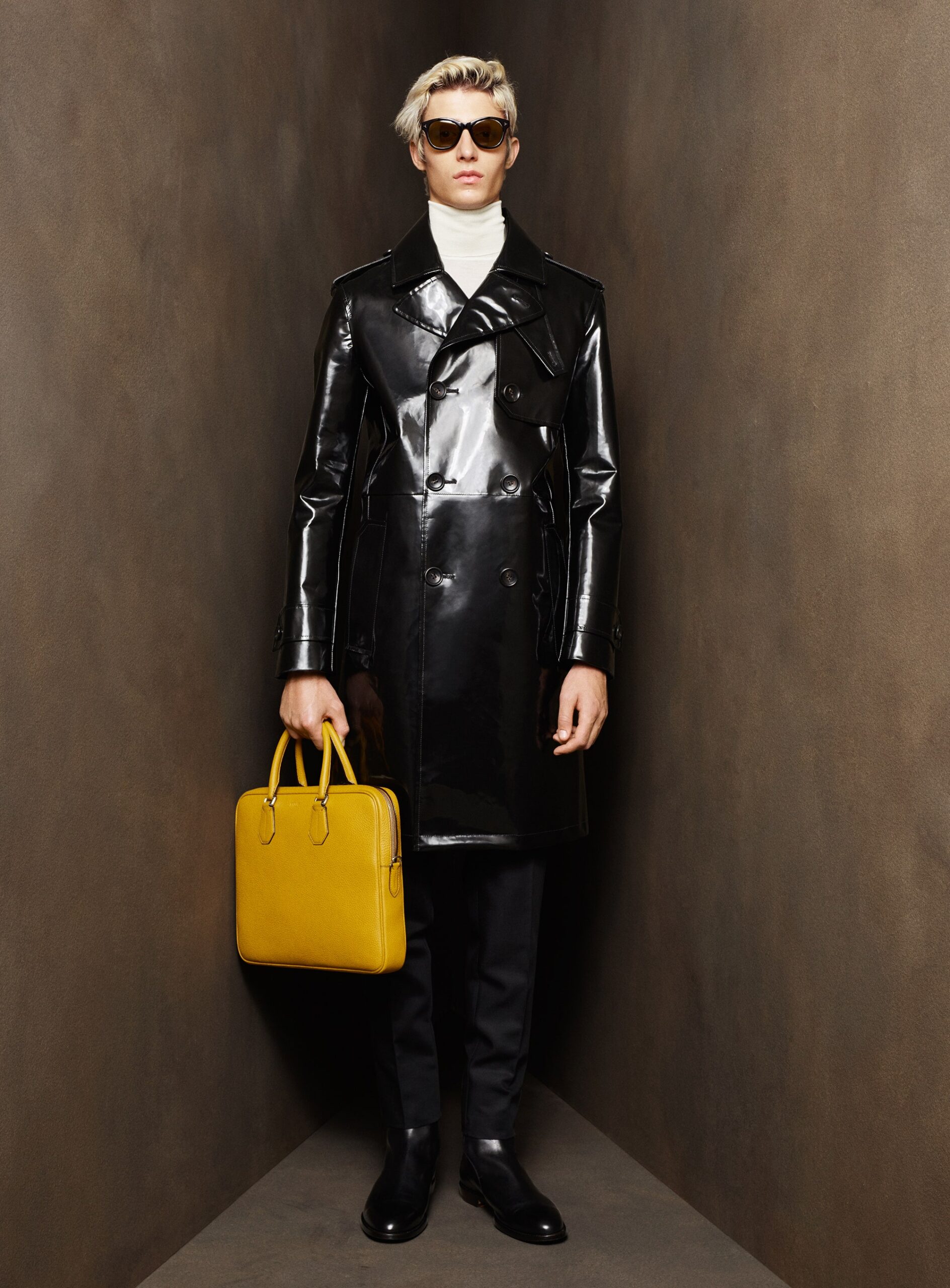 black vinyl trench coat