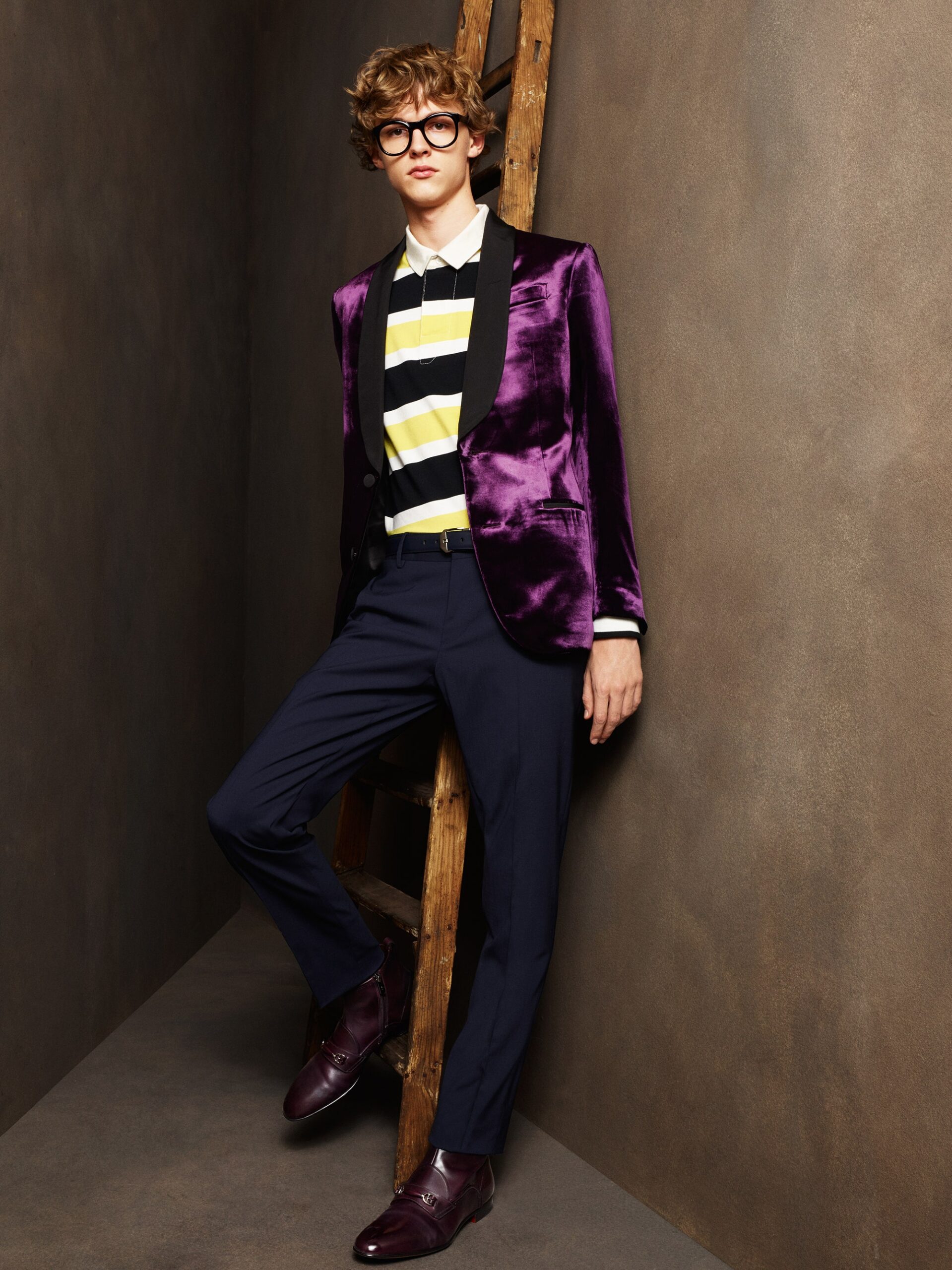 purple velvet tailored blazer